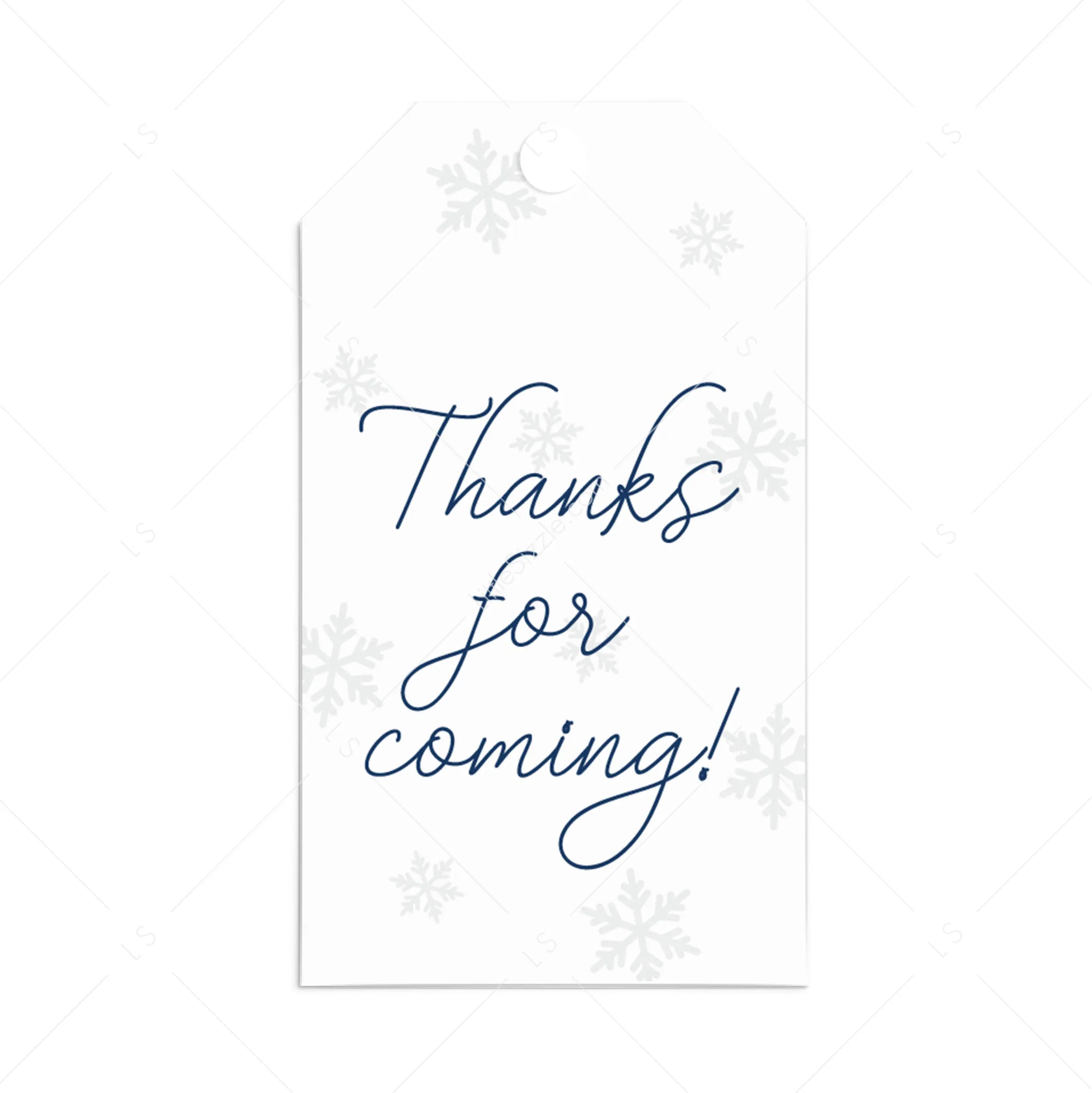 Printable Winter Thank You Tag with Snowflakes