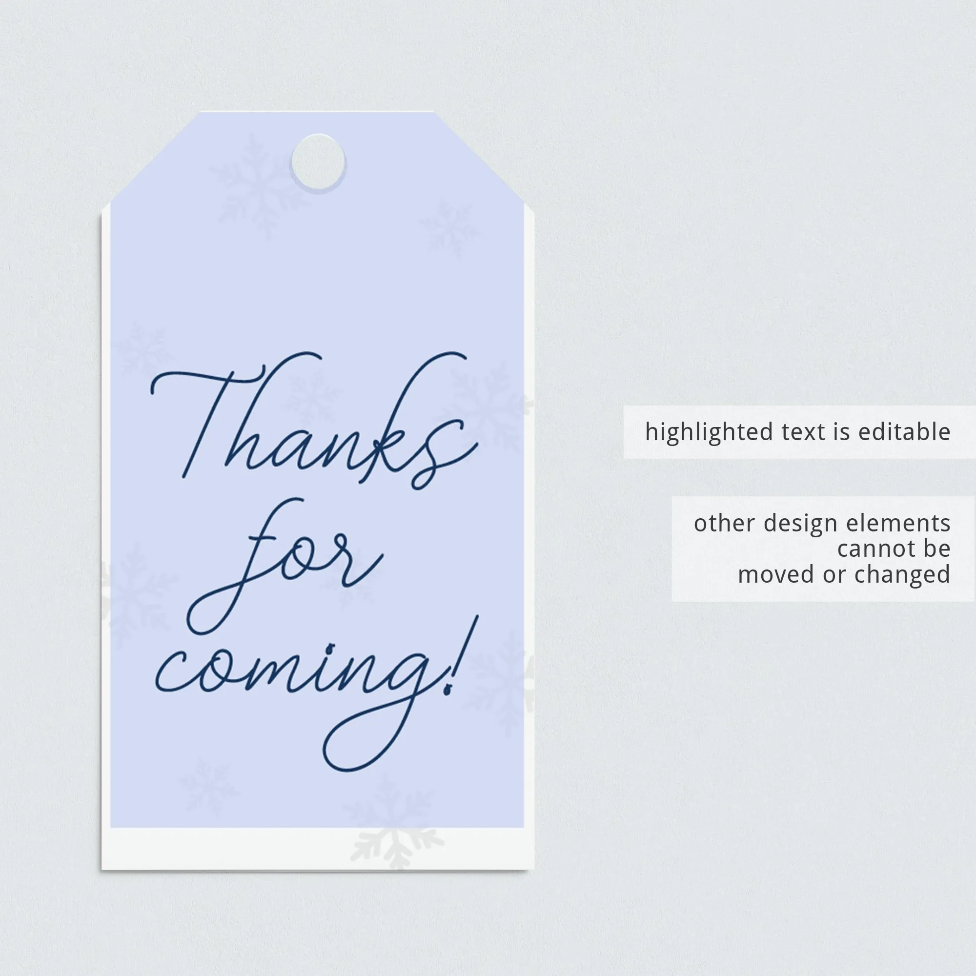 Printable Winter Thank You Tag with Snowflakes