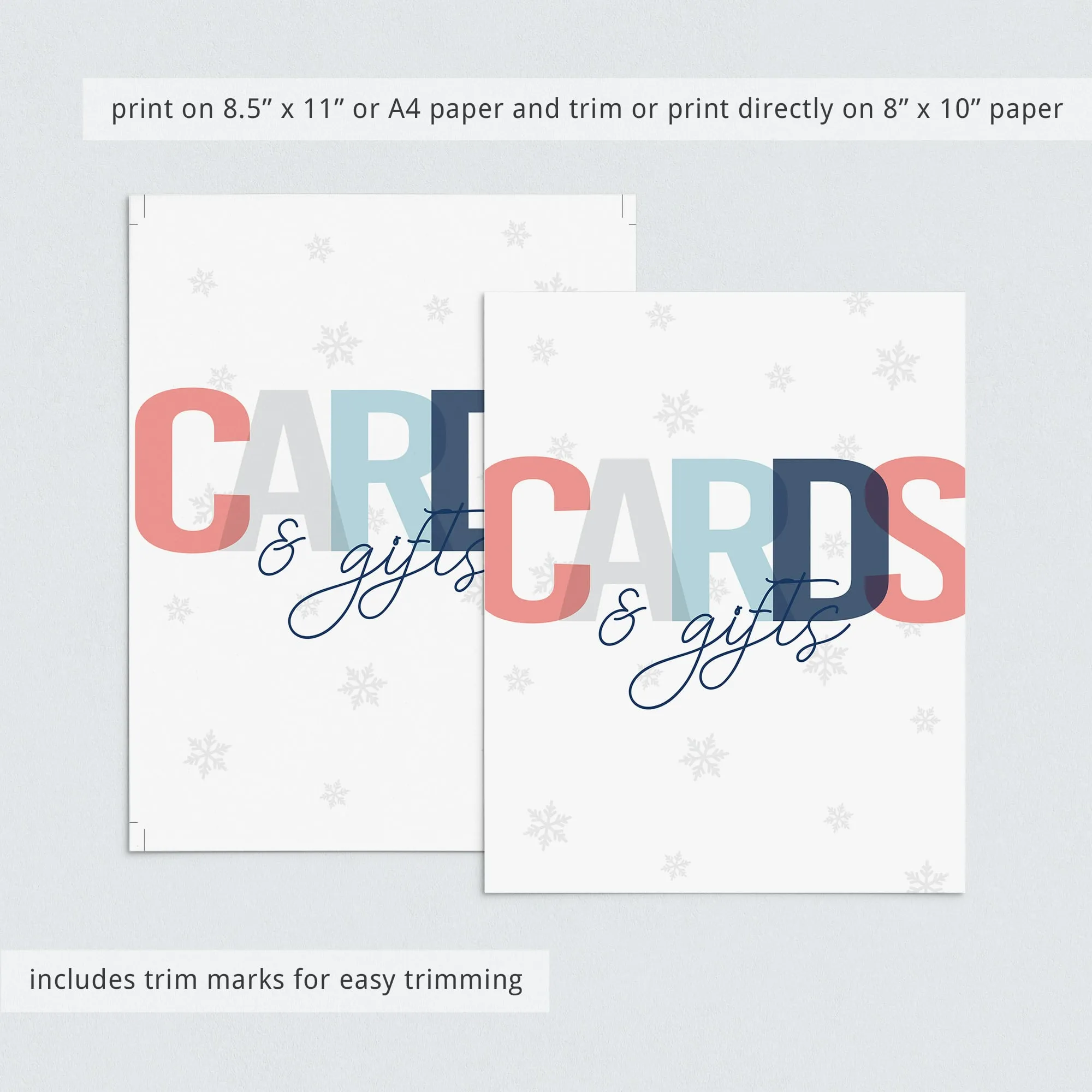 Printable Winter Themed Cards and Gifts Sign