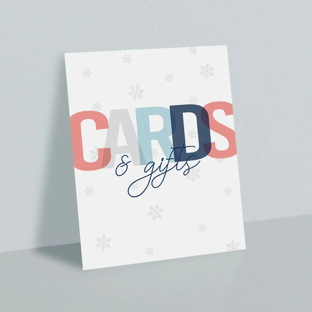 Printable Winter Themed Cards and Gifts Sign