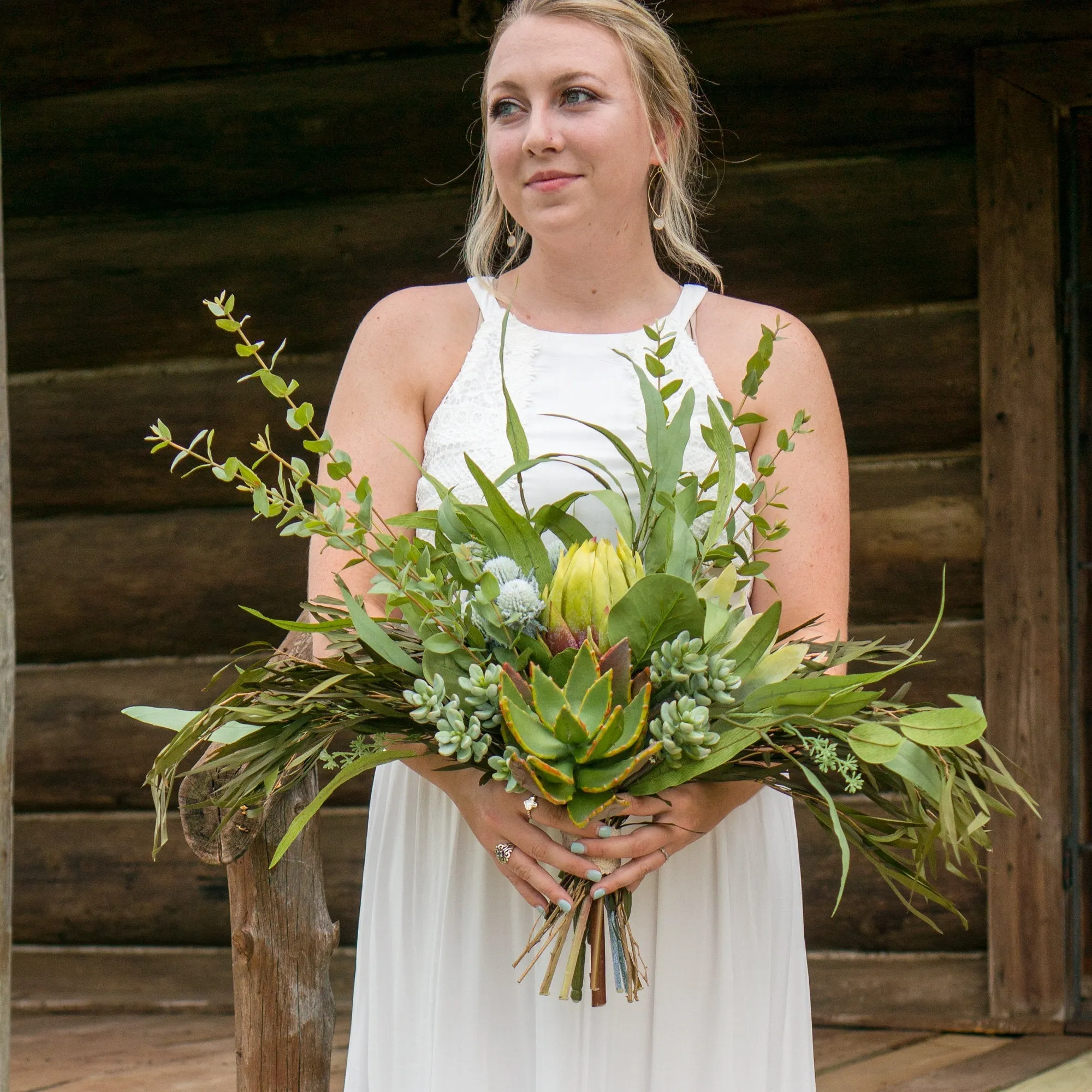 Protea and Succulent Greenery Bouquet