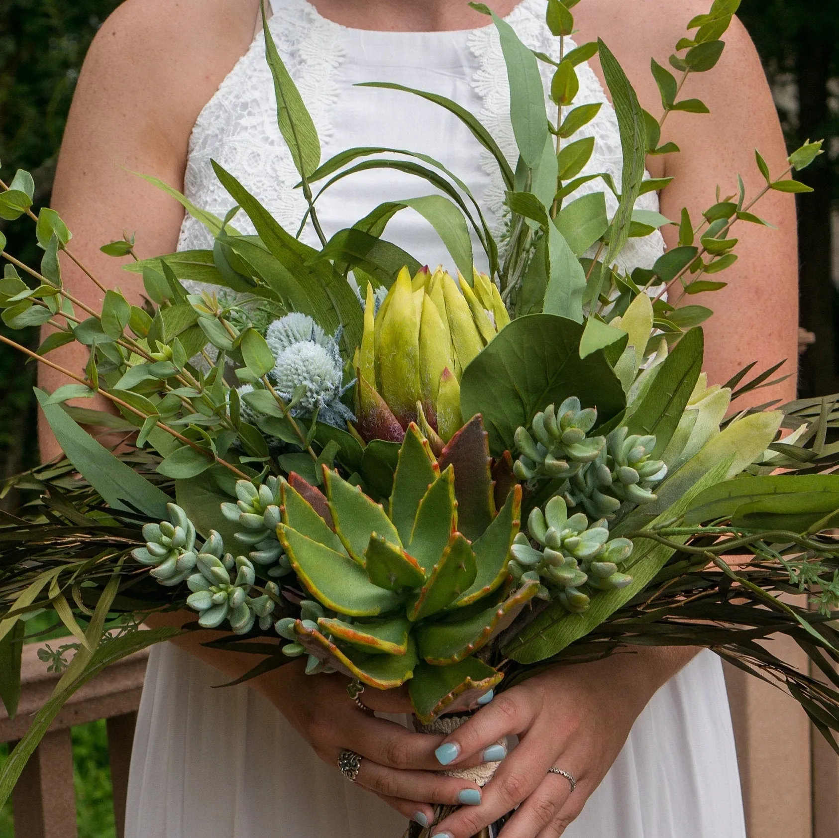 Protea and Succulent Greenery Bouquet