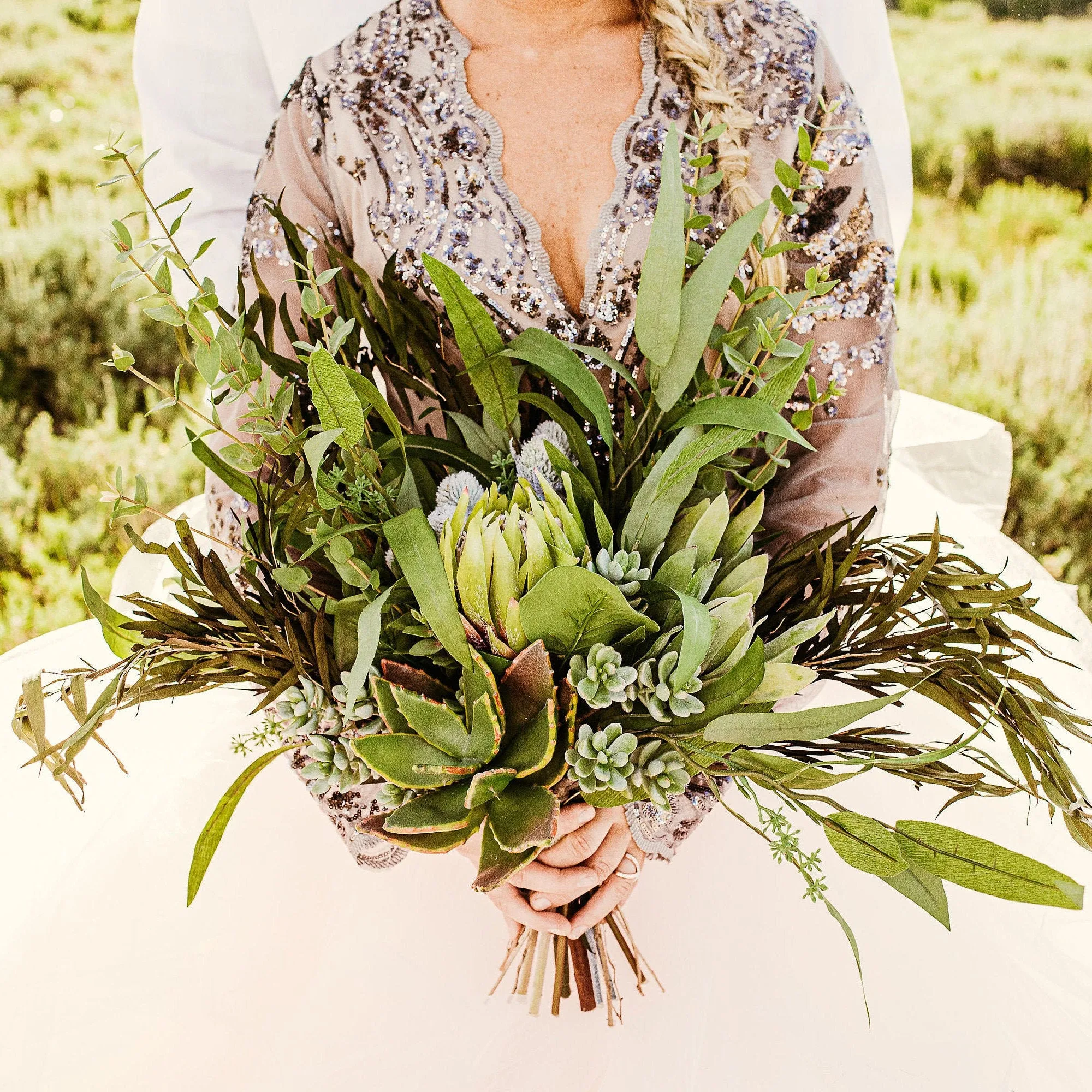 Protea and Succulent Greenery Bouquet