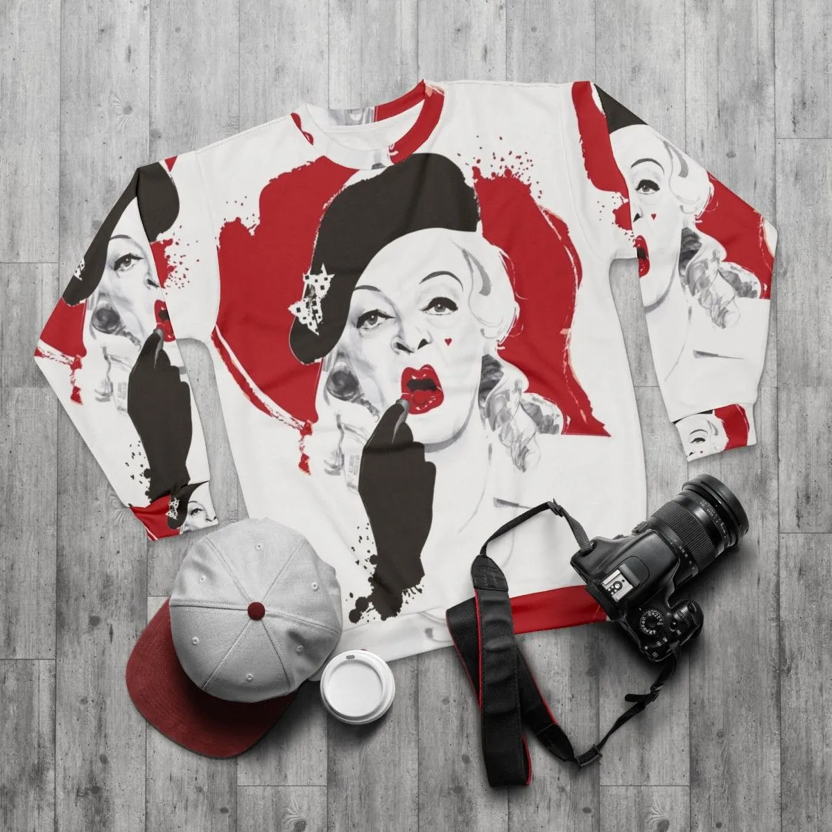 "Baby Jane Lipstick Sweatshirt - Hollywood Icon by Alejandro Mogollo"