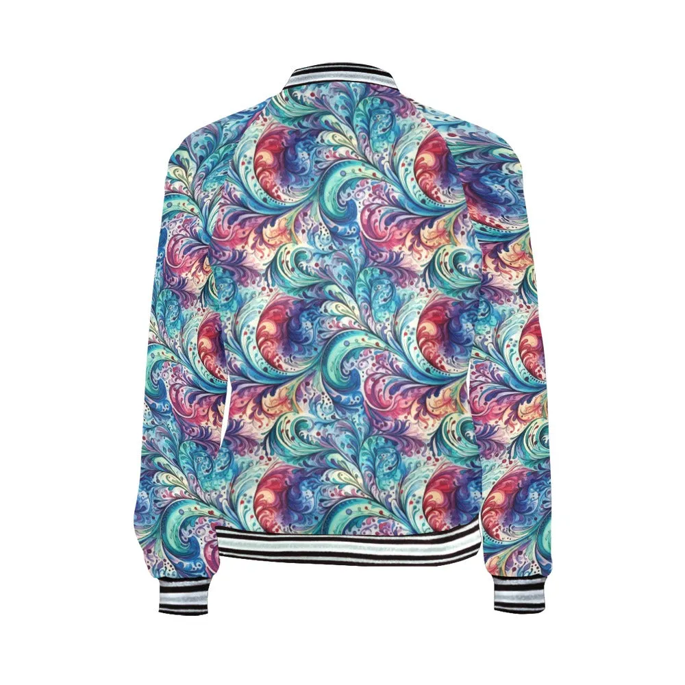 Rainbow Paisley Bomber Jacket for Women