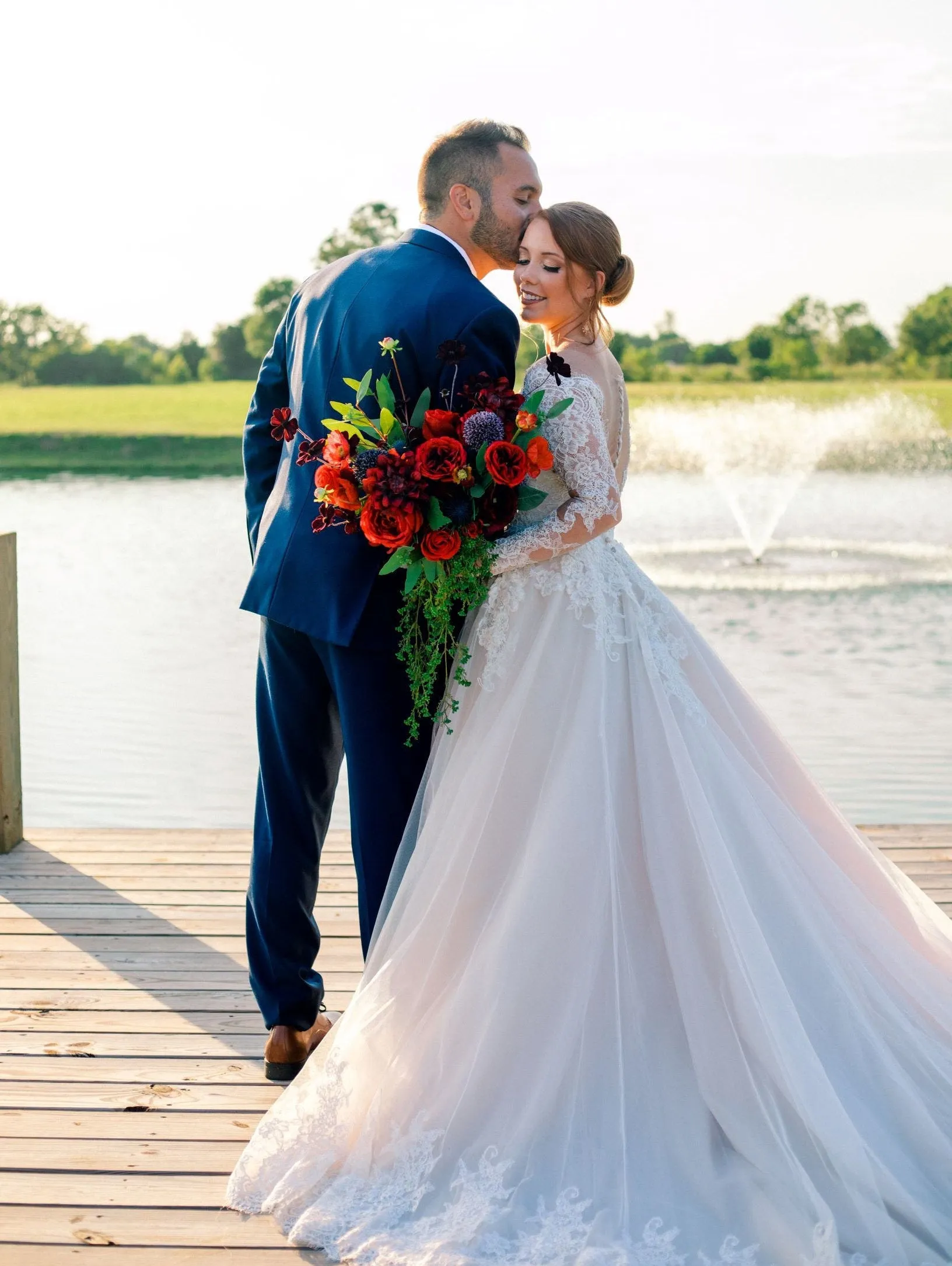 Red Rose Cascade Bridal Bouquet