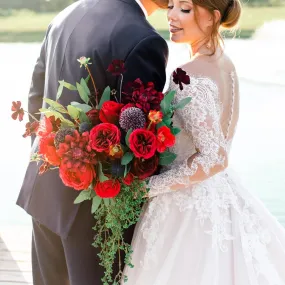 Red Rose Cascade Bridal Bouquet