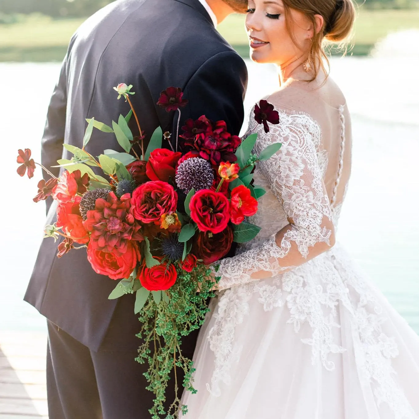 Red Rose Cascade Bridal Bouquet