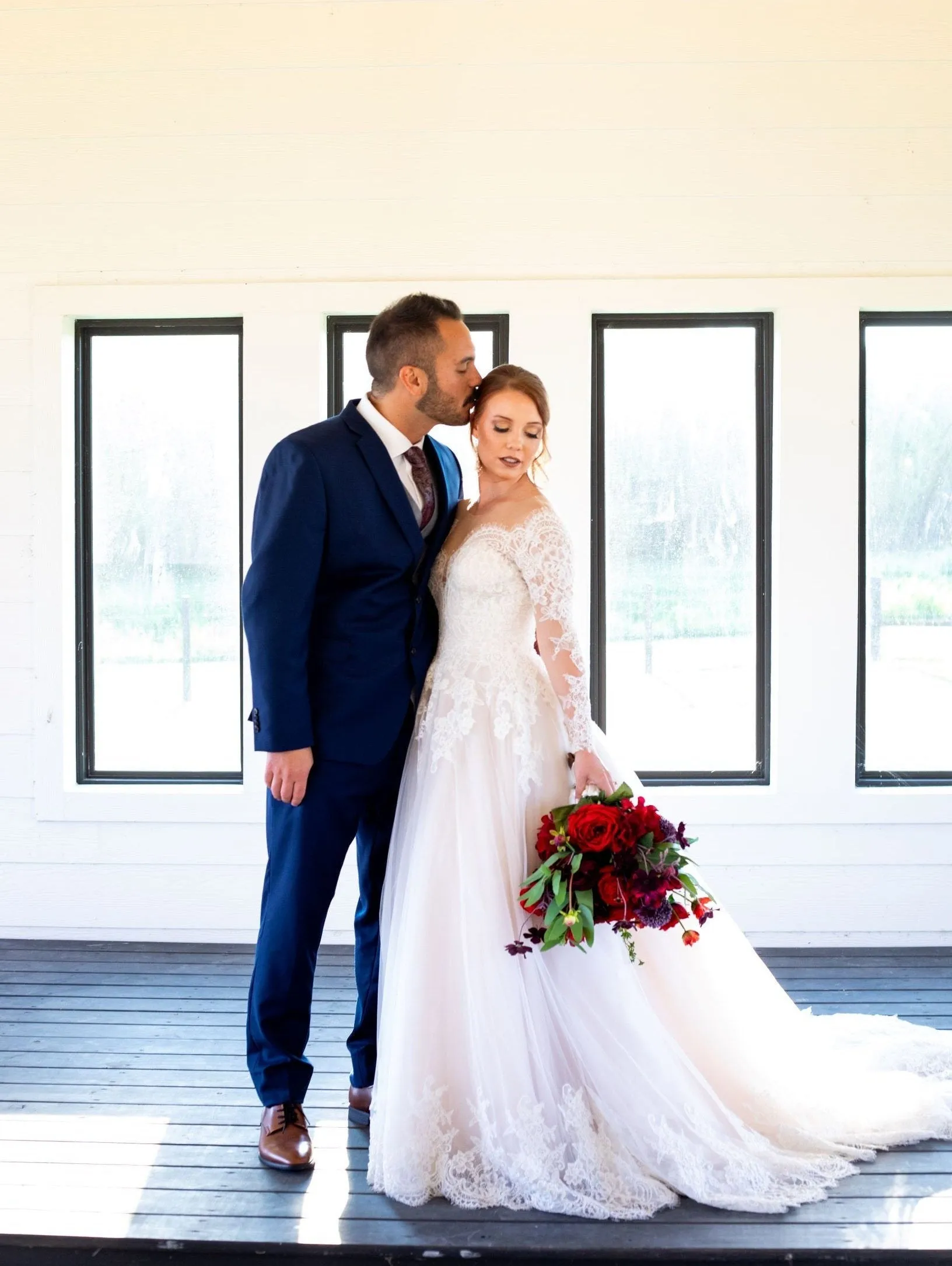 Red Rose Cascade Bridal Bouquet