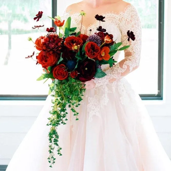 Red Rose Cascade Bridal Bouquet