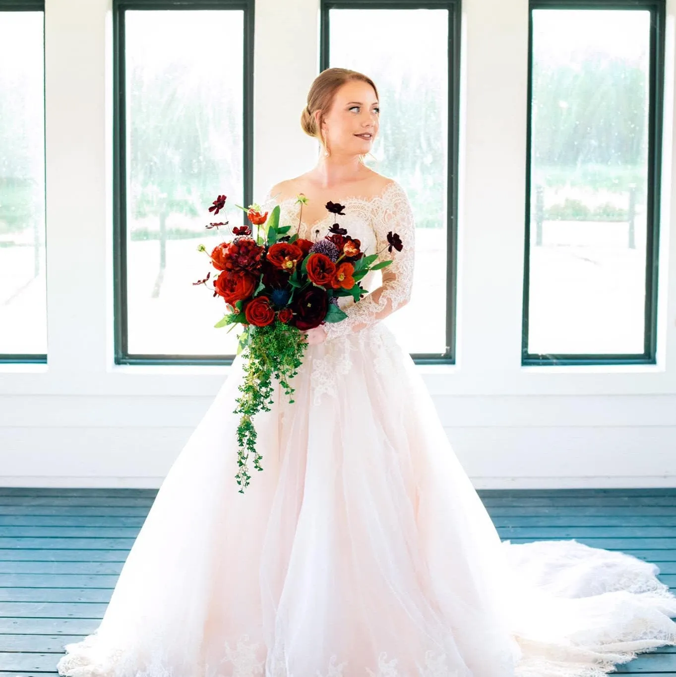 Red Rose Cascade Bridal Bouquet