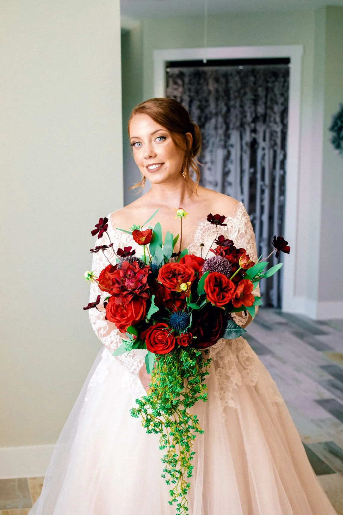 Red Rose Cascade Bridal Bouquet