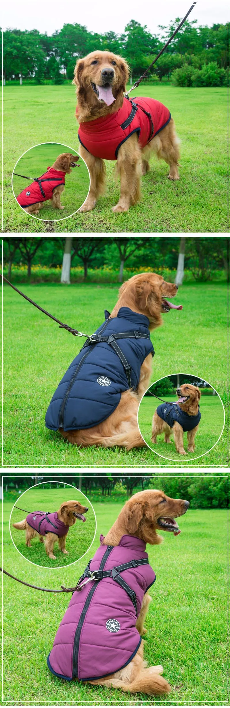 Reflective Large Dog Clothes Cold-proof Warm Pet Coat