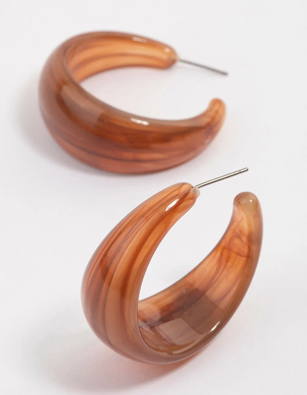 Rhodium Mahogany Hoop Earrings