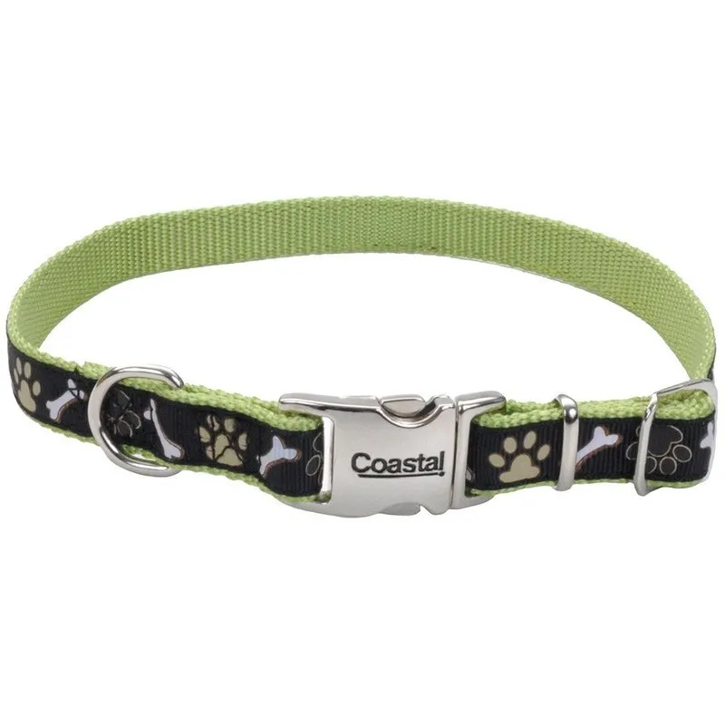 Ribbon Adjustable Dog Collar with Metal Buckle