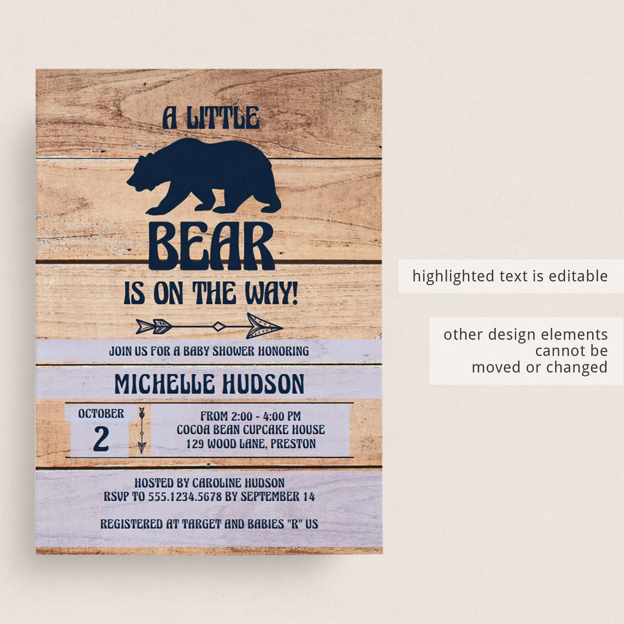 Rustic Baby Shower Invitation Template Gender Neutral