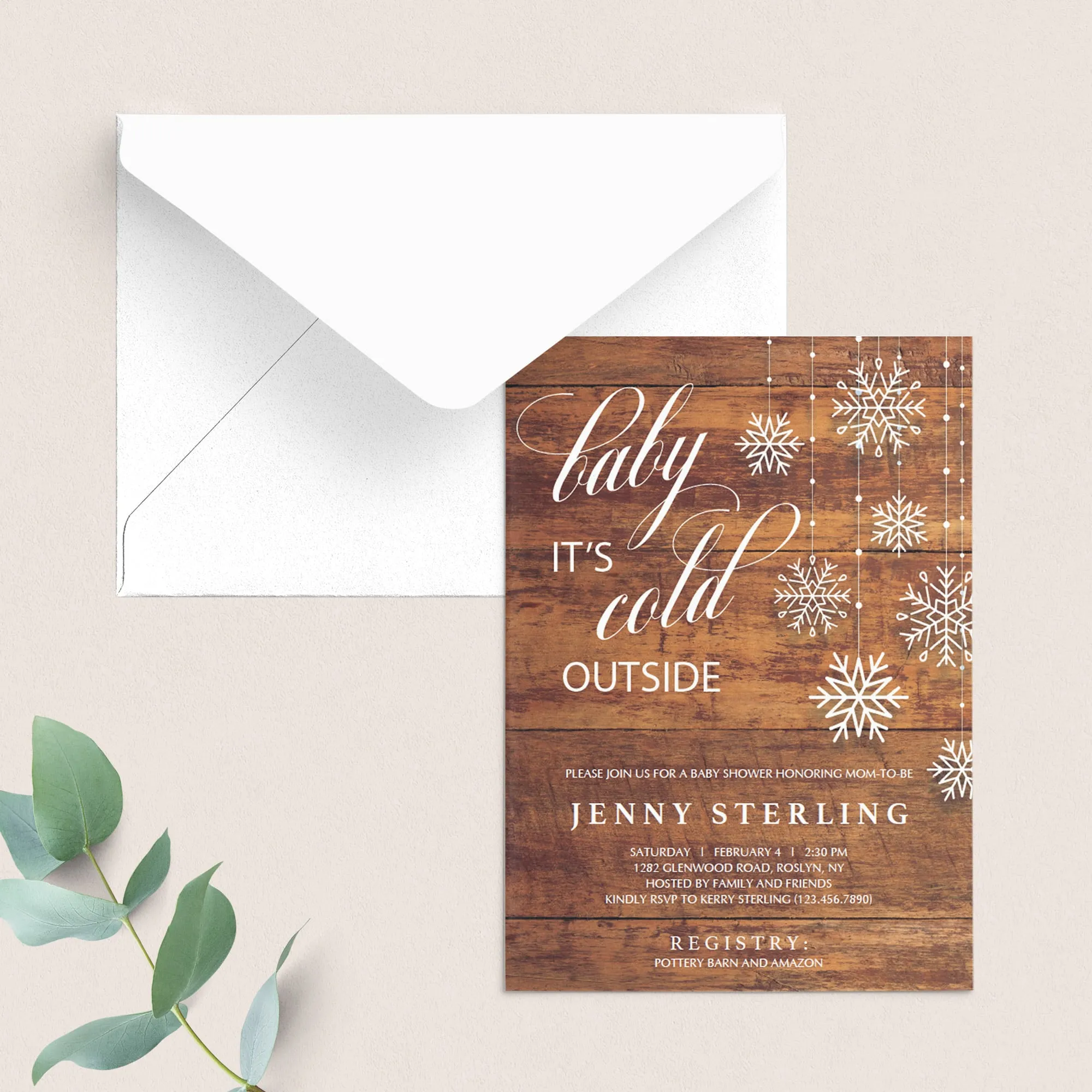 Rustic Winter Baby Shower Invitation Template