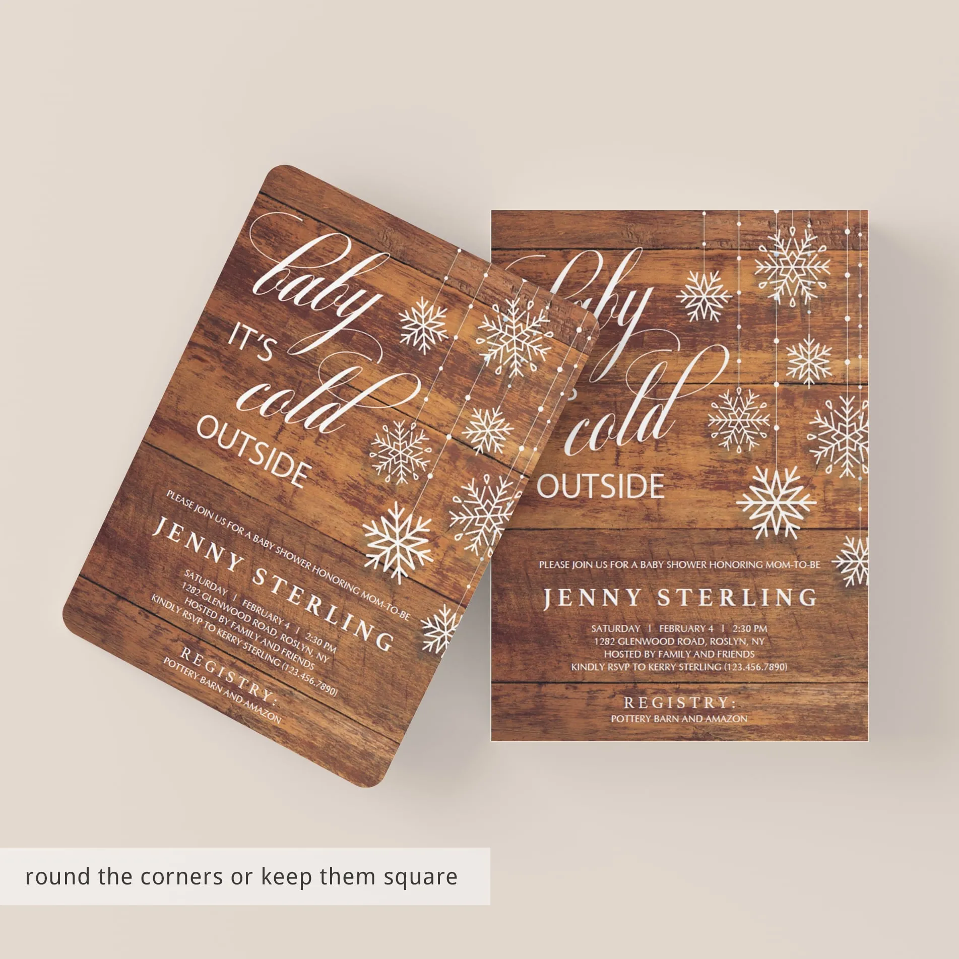 Rustic Winter Baby Shower Invitation Template