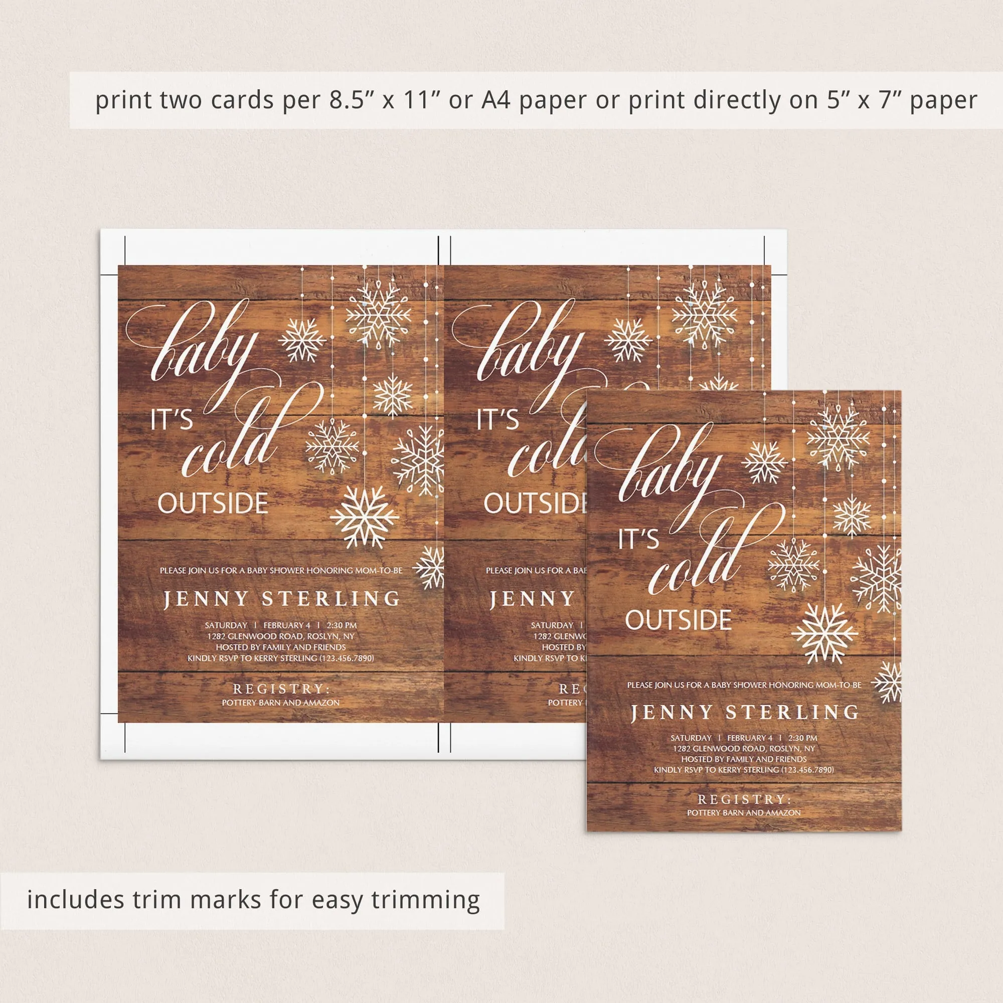 Rustic Winter Baby Shower Invitation Template