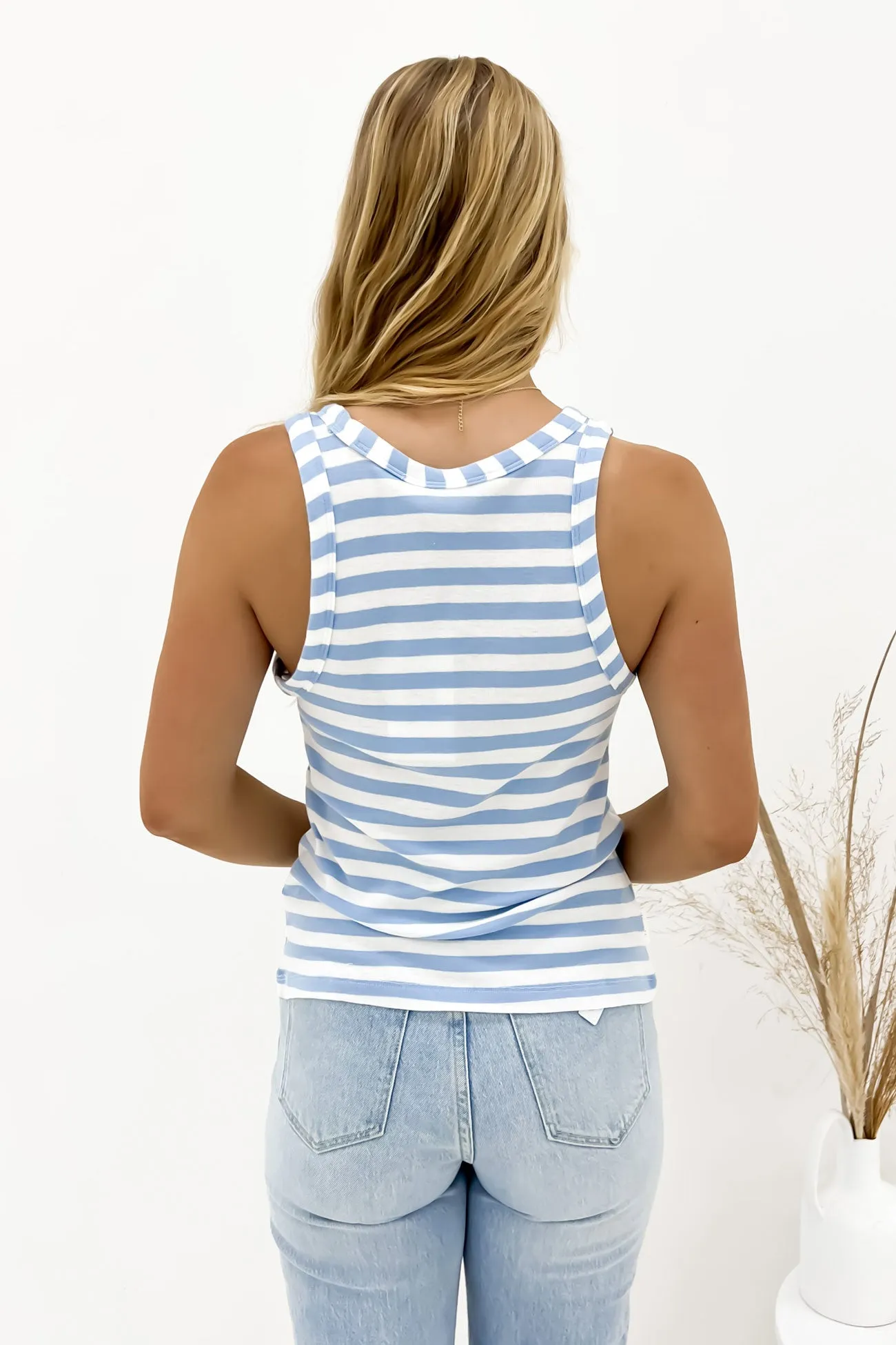 Ruth Tank Blue Bell White Stripe