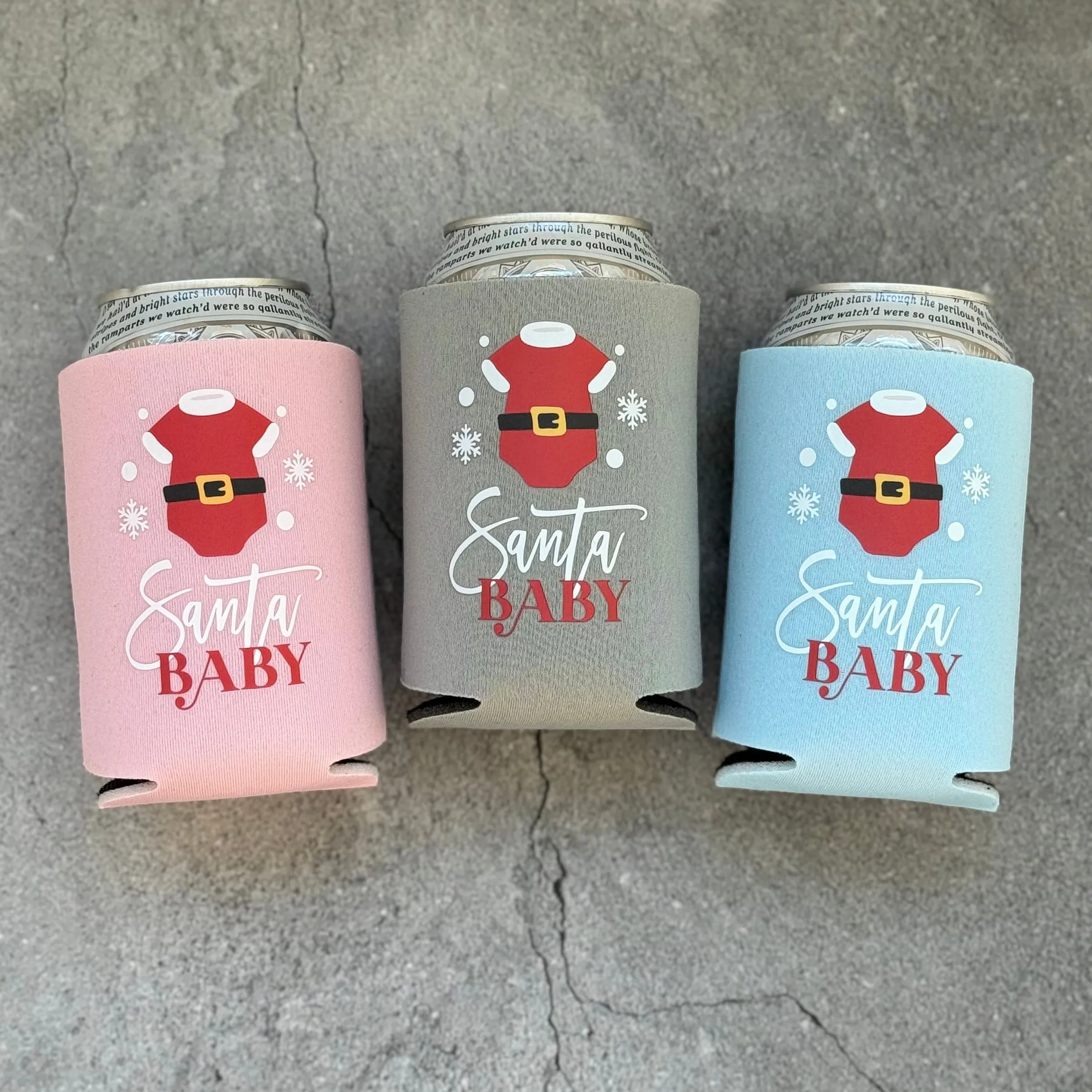 Santa Baby Shower Can Coolers Winter Christmas December