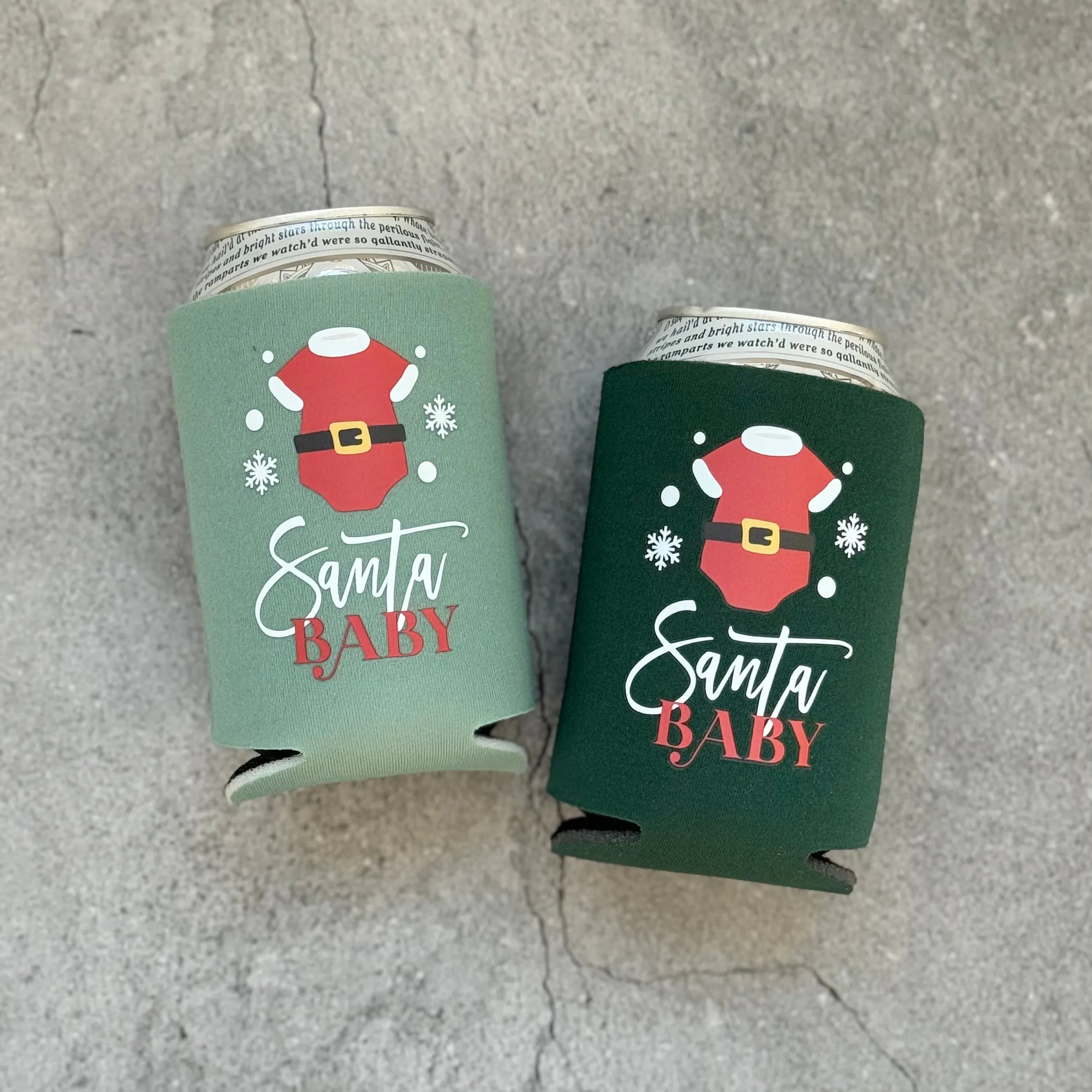 Santa Baby Shower Can Coolers Winter Christmas December