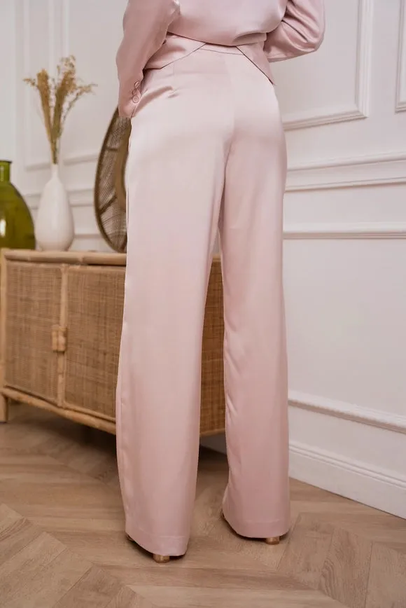 Satin Straight Cut Pants Pink