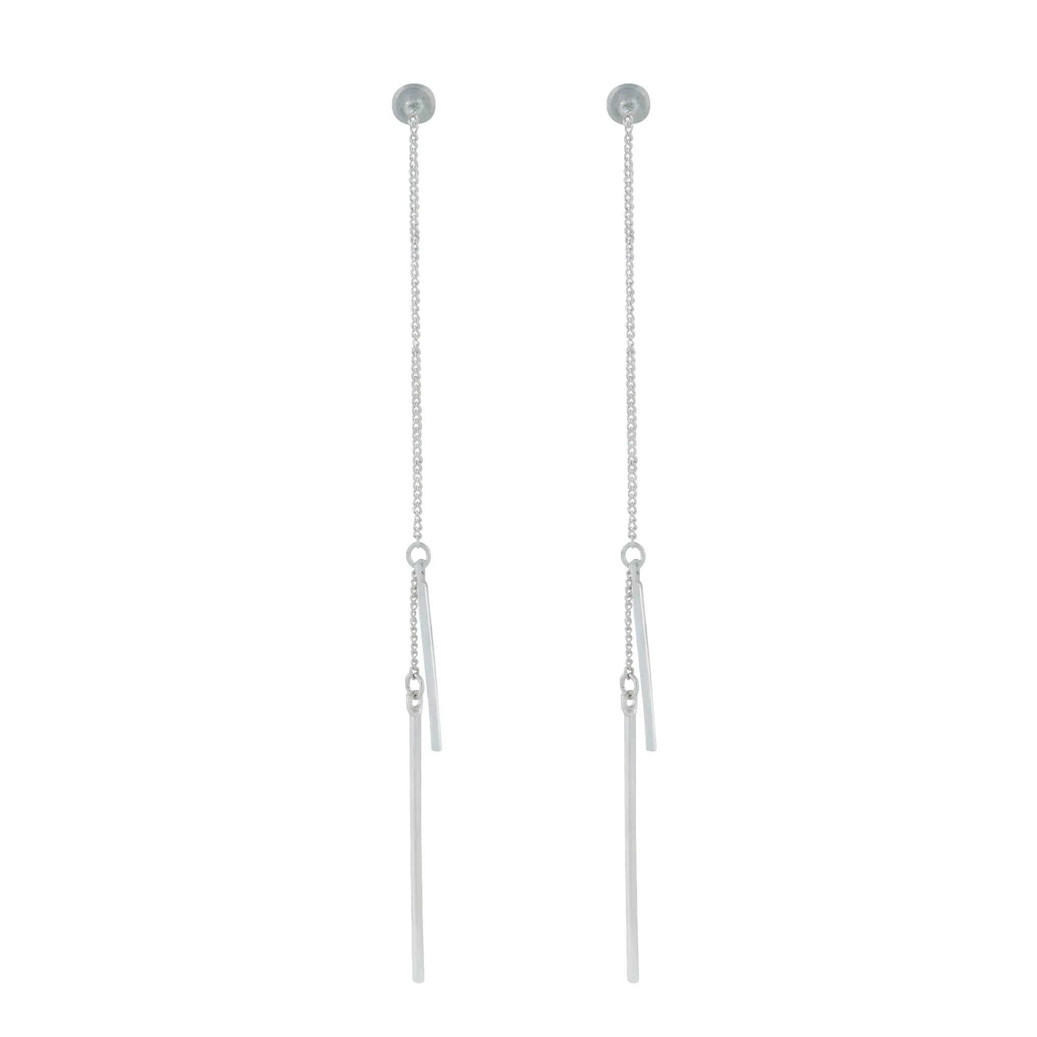 Silver Fine Thread Through Earrings