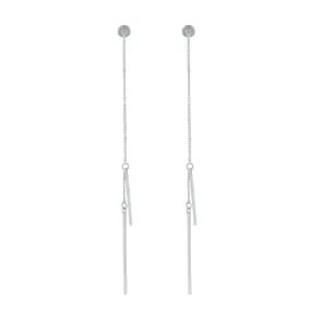 Silver Fine Thread Through Earrings