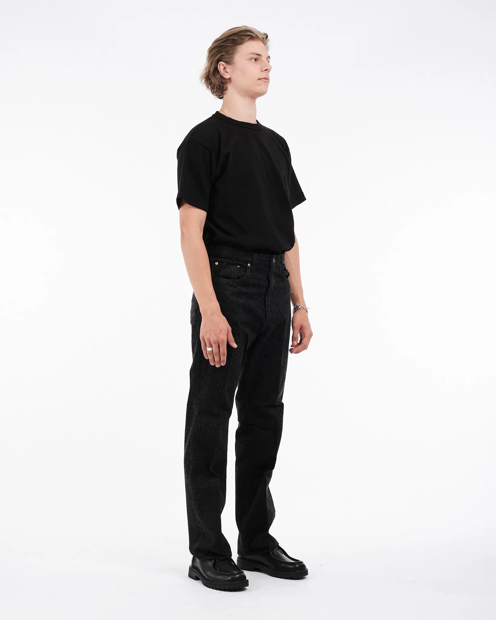 Skate Shoecut Denim Pants Black One Wash