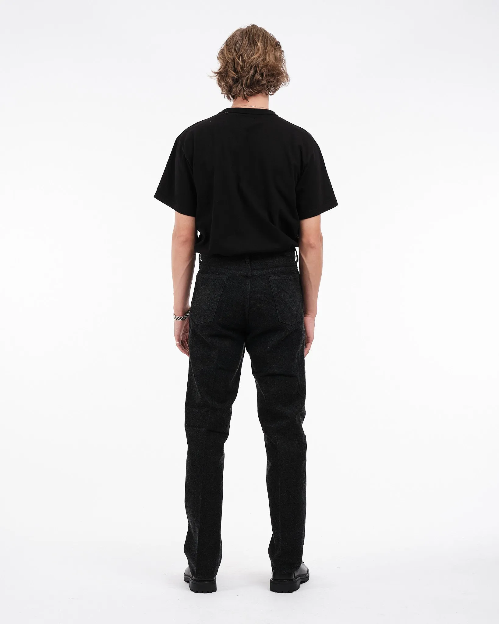 Skate Shoecut Denim Pants Black One Wash