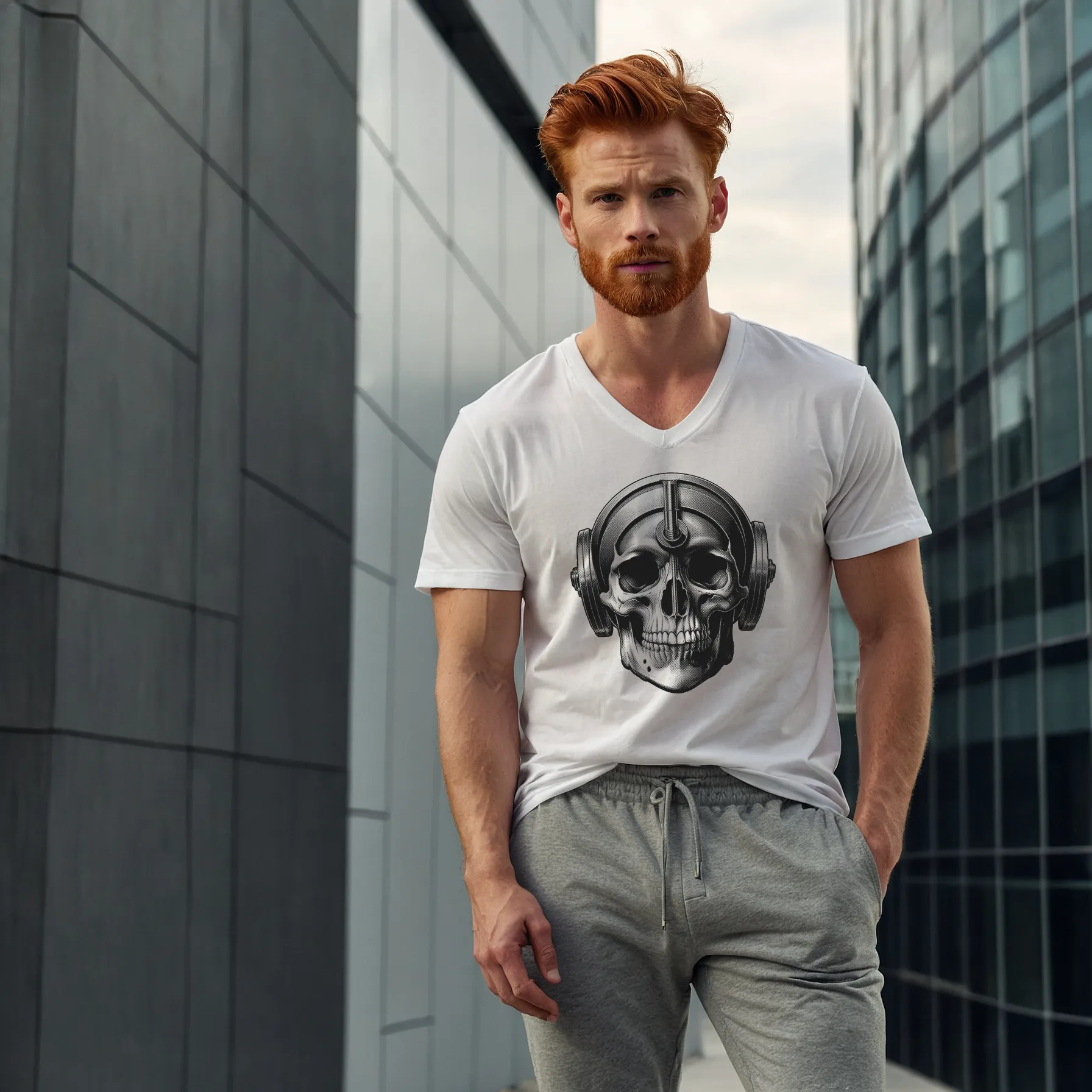 Skull Barbells Unisex V-Neck T-Shirt