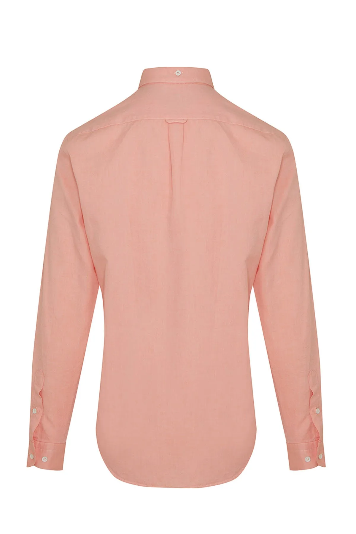 Slim Fit Long Sleeve Cotton Salmon Casual Shirt