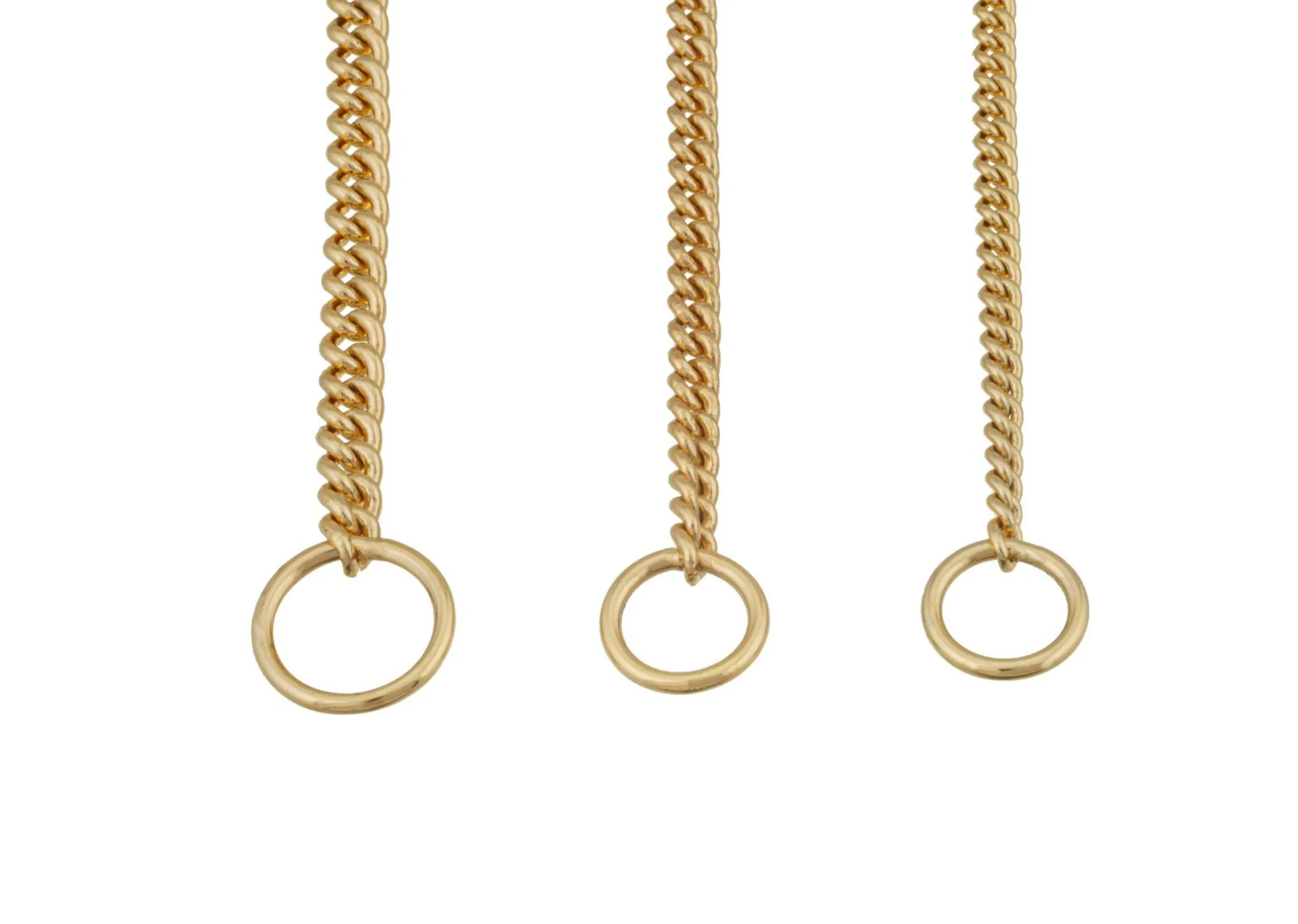 Slip Curve Show Chain Collar - Gold Plated Metal Chain