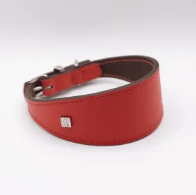 Soft Leather Hound Collar Red