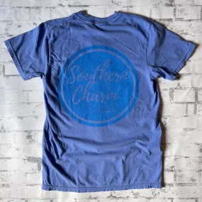 Southern Charm "Cursive Circle" Short Sleeve T-shirt - Flo Blue