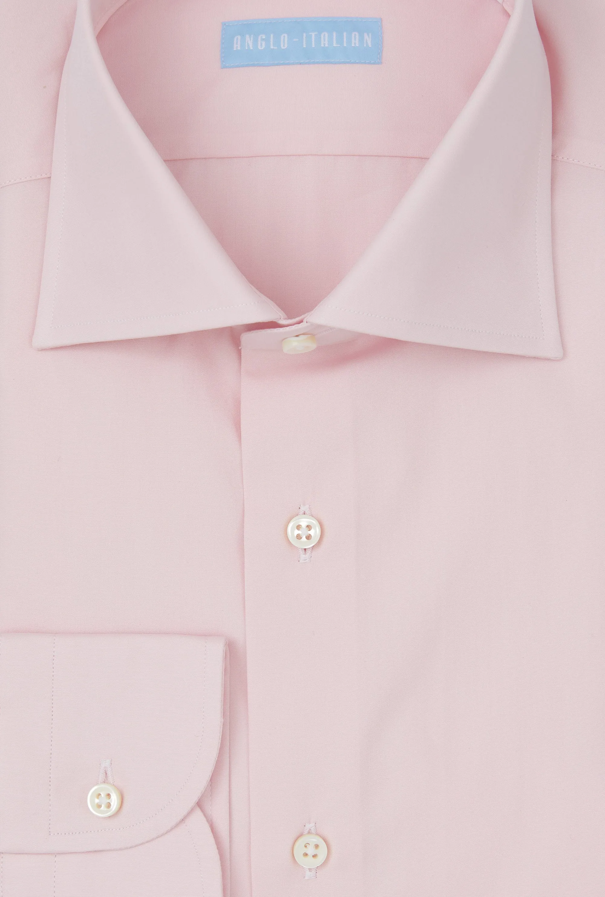 Spread Collar Shirt Cotton Poplin Pink