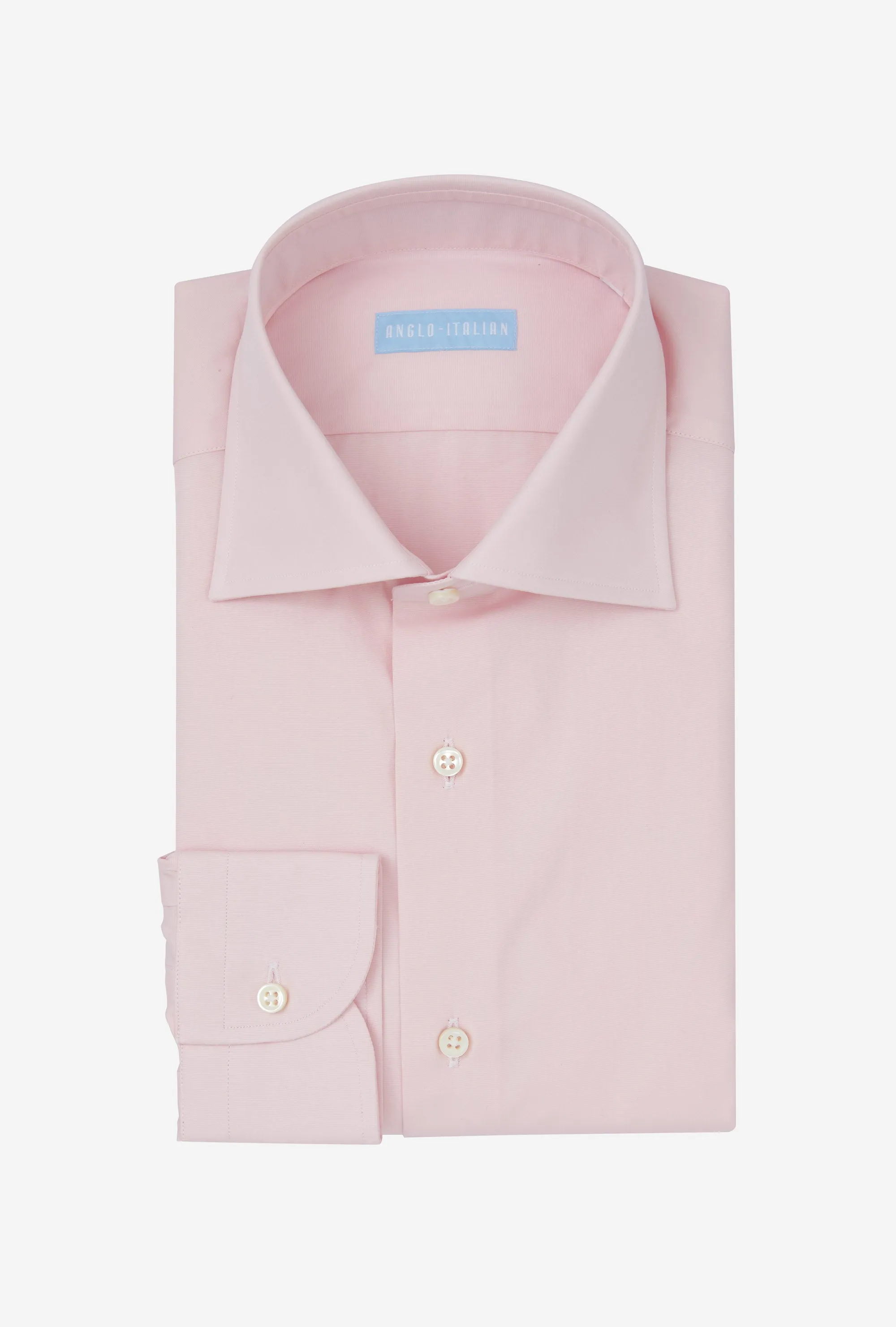 Spread Collar Shirt Cotton Poplin Pink