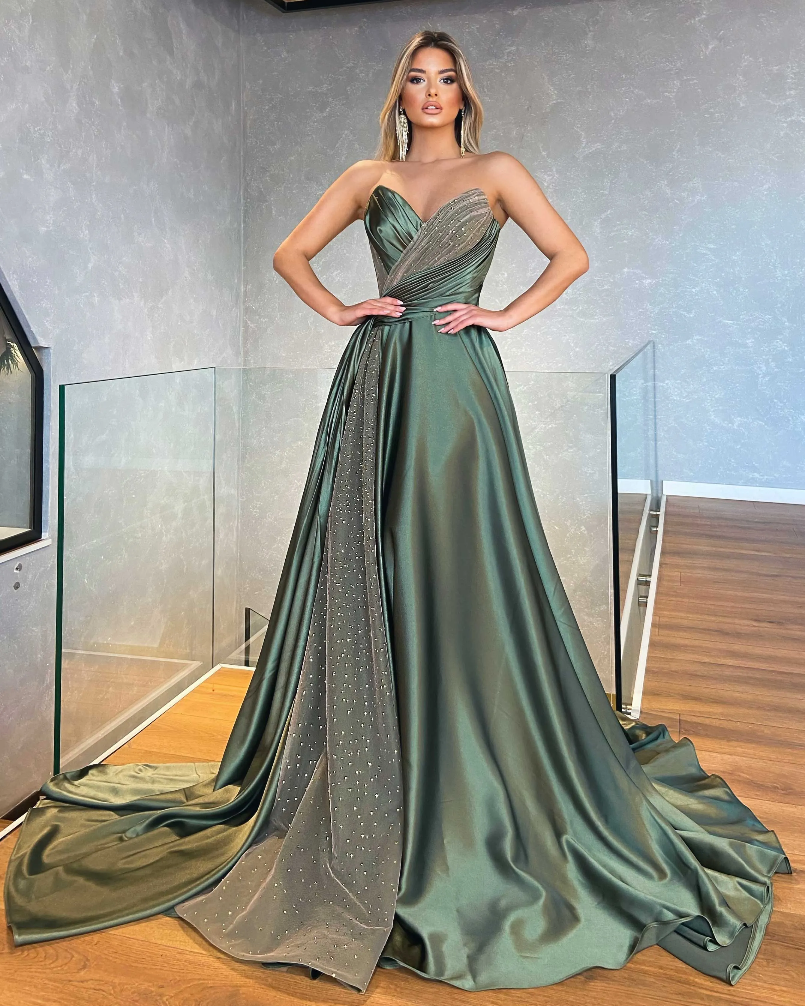 Strapless Long A-line Evening Gown