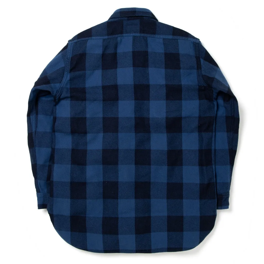 Studio D'Artisan Heavyweight Check Flannel Shirt (Navy)