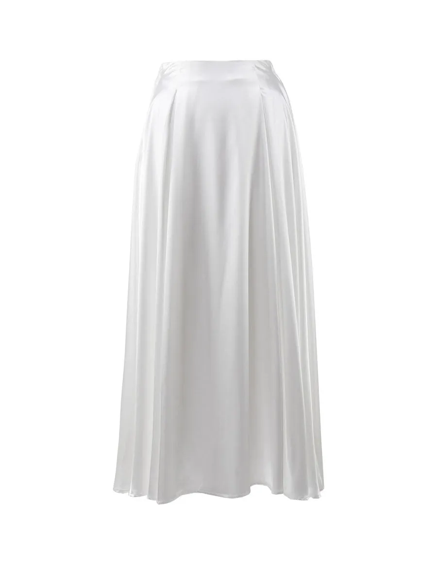 Summer Elegant High Waist Satin Maxi Skirt