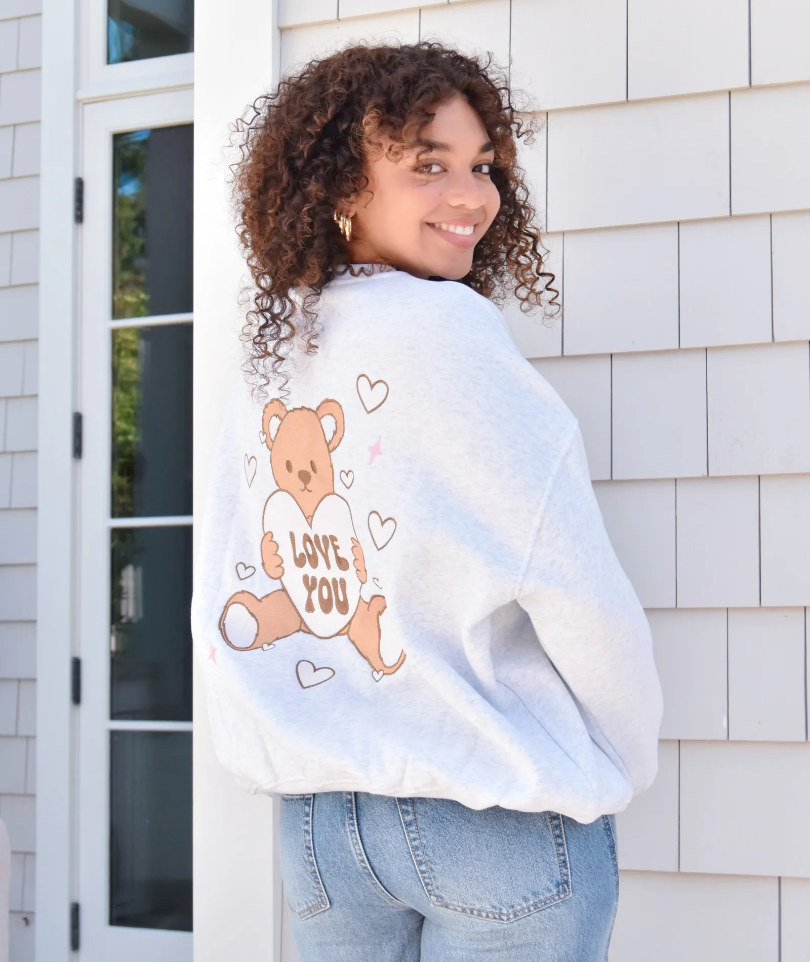 Sunkissed Coconut Juniors Embroidered Teddy Bear Sweatshirt