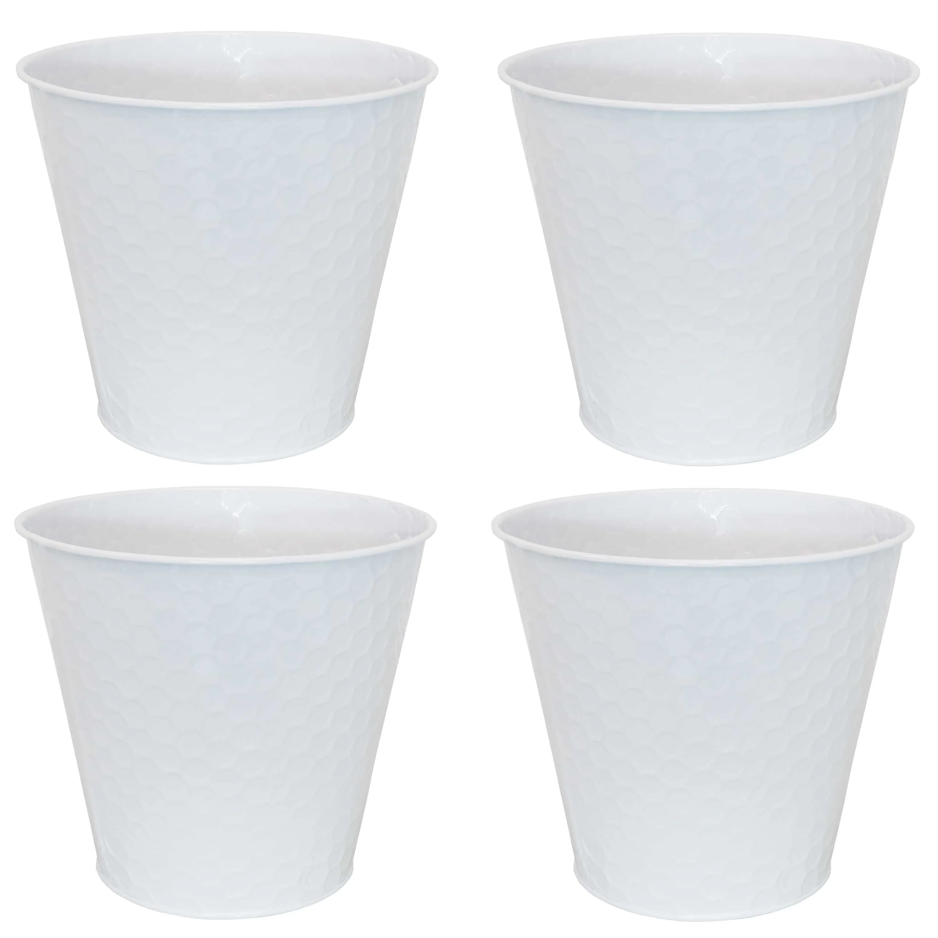 Sunnydaze Galvanized Steel Buckets with Hexagon Pattern - Set of 4