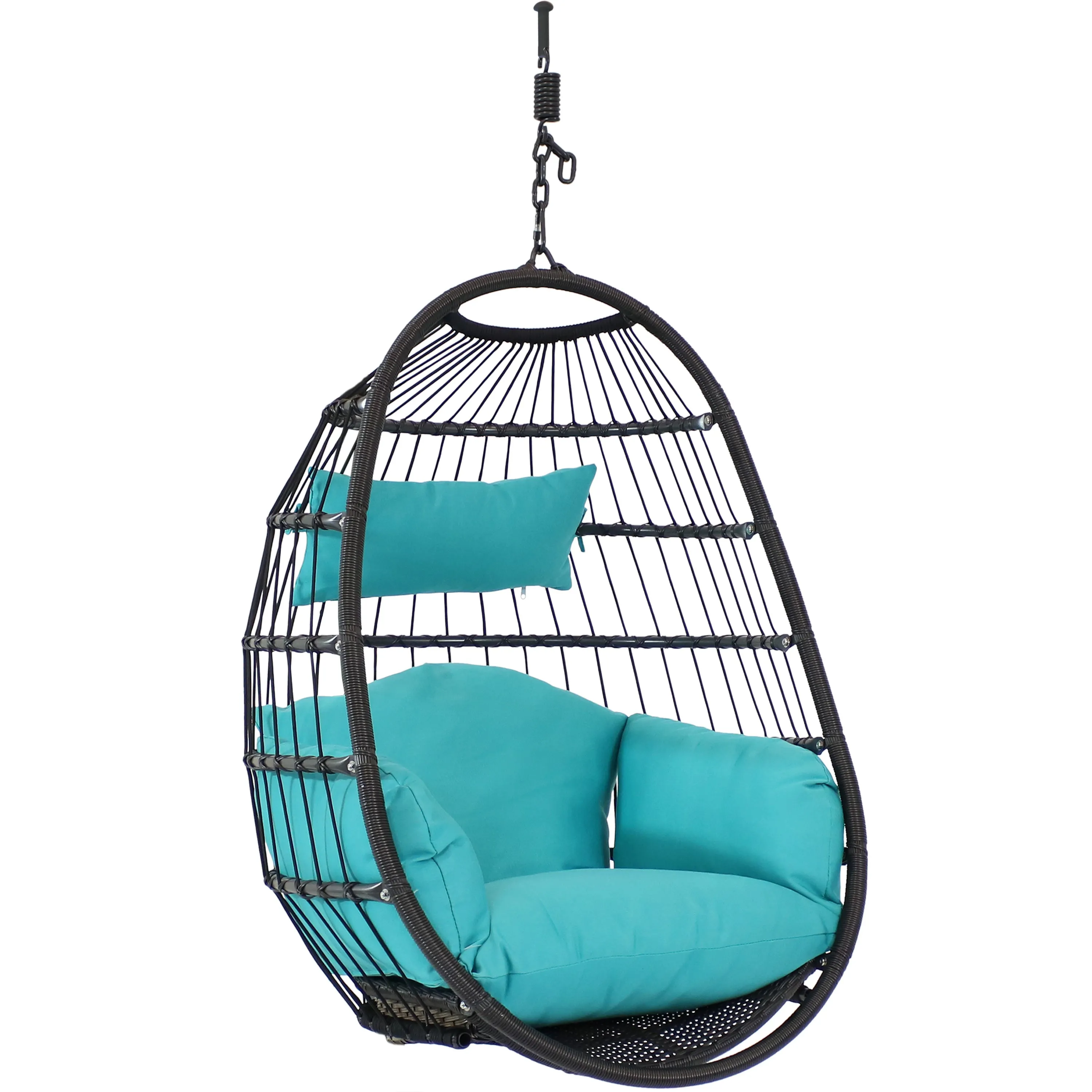 Sunnydaze Penelope Outdoor Hanging Egg Chair with Seat Cushions