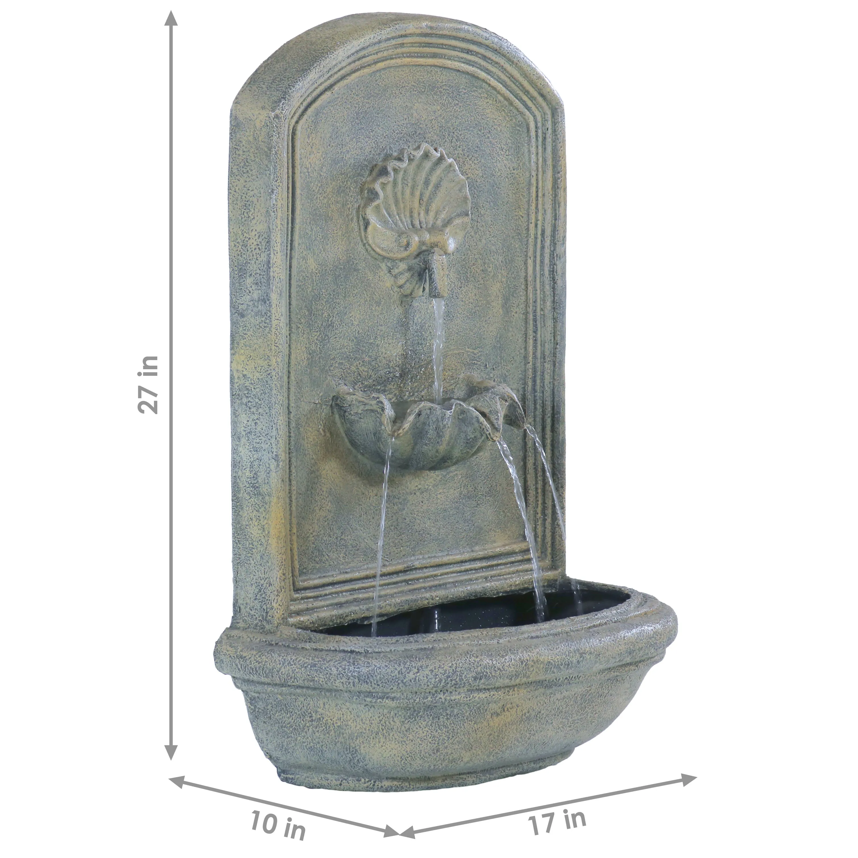 Sunnydaze Seaside Outdoor Wall Fountain with Electric Pump - 27" H