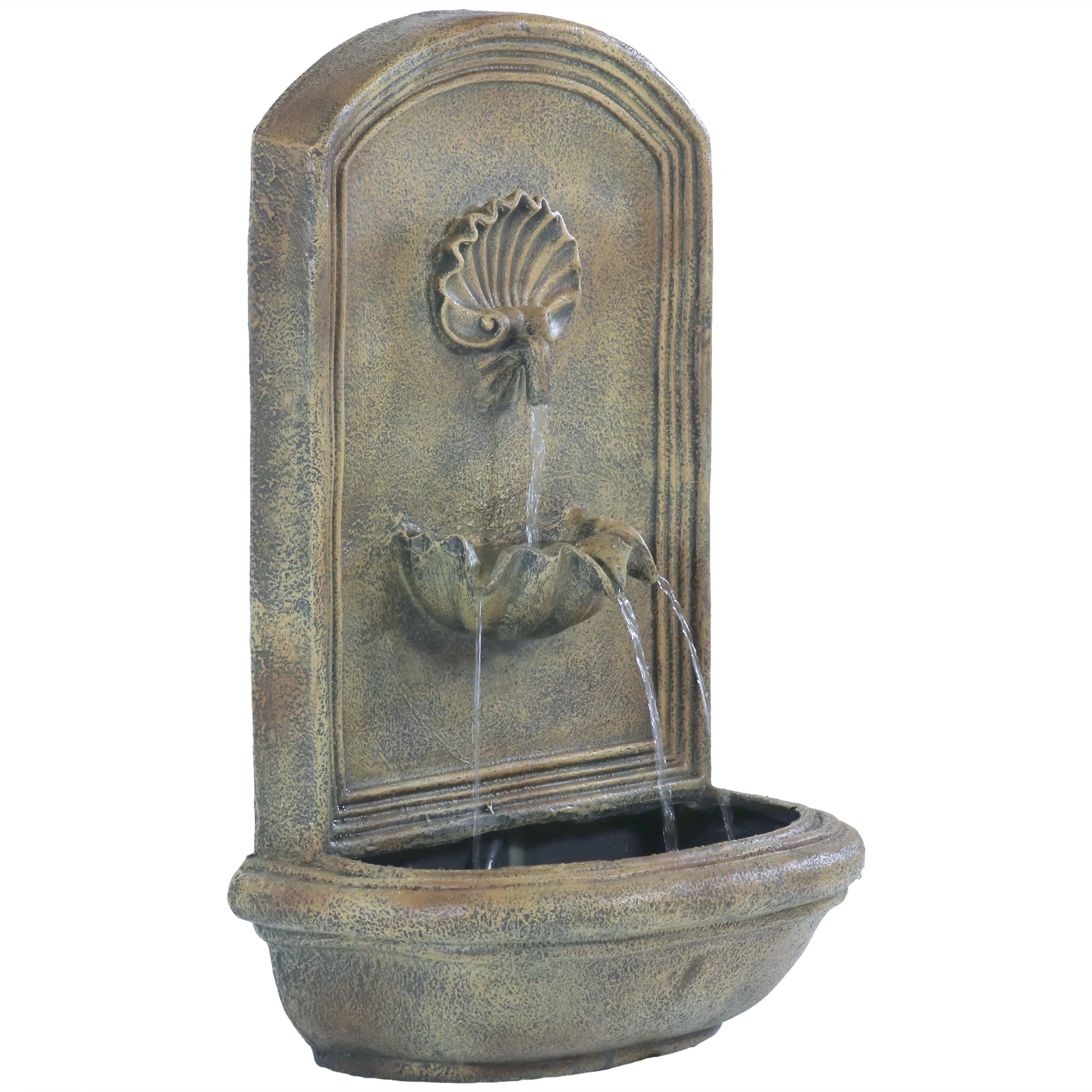 Sunnydaze Seaside Outdoor Wall Fountain with Electric Pump - 27" H