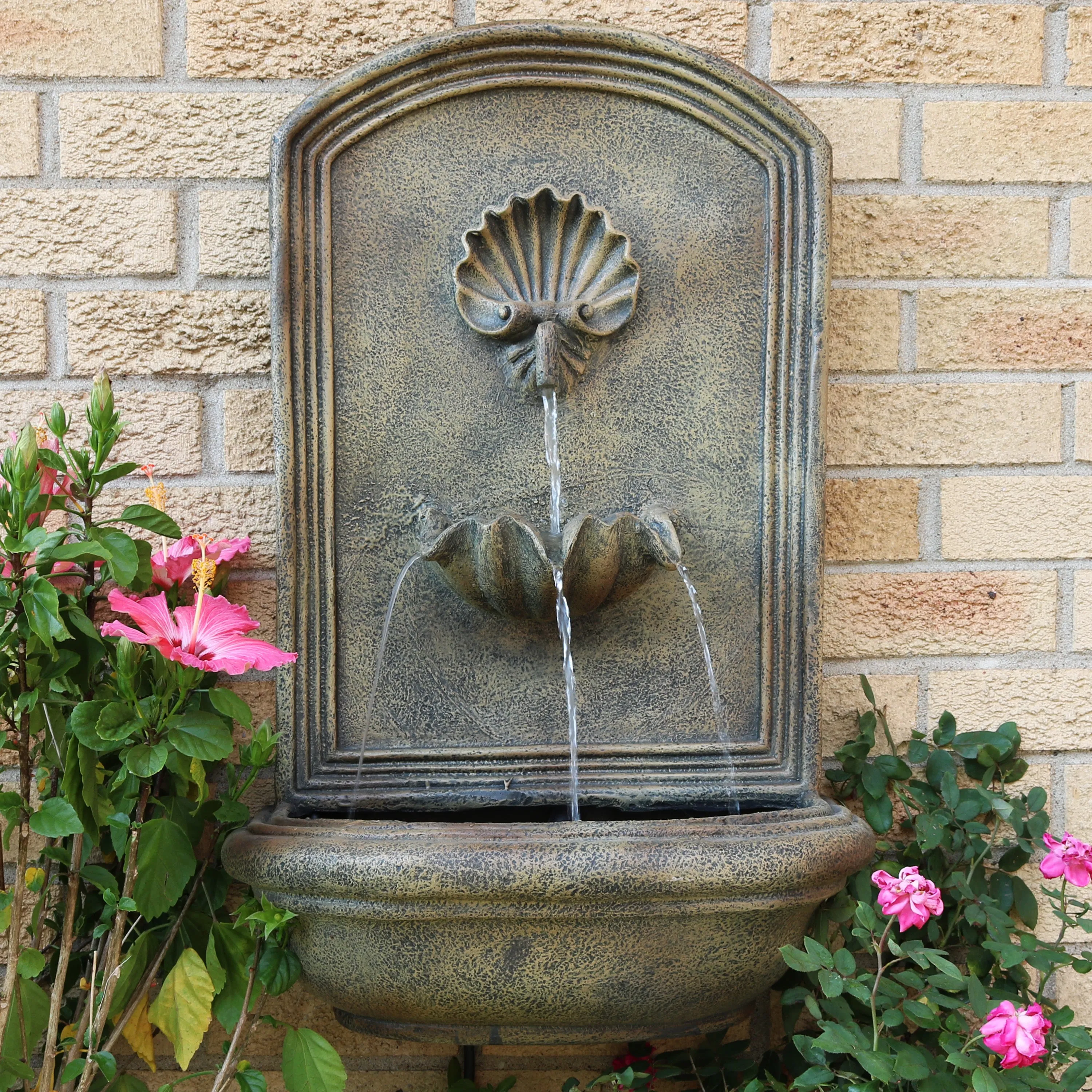 Sunnydaze Seaside Outdoor Wall Fountain with Electric Pump - 27" H