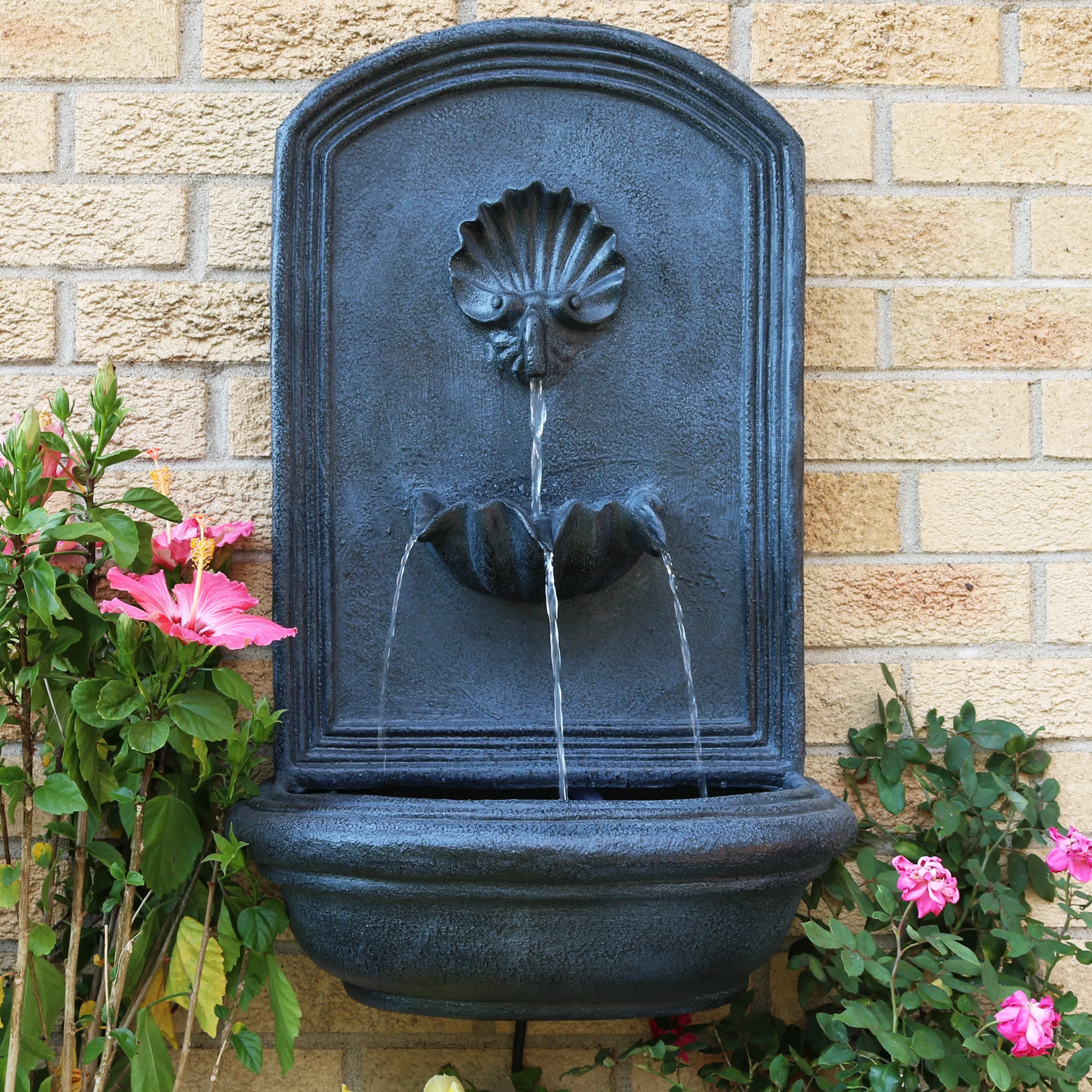 Sunnydaze Seaside Outdoor Wall Fountain with Electric Pump - 27" H