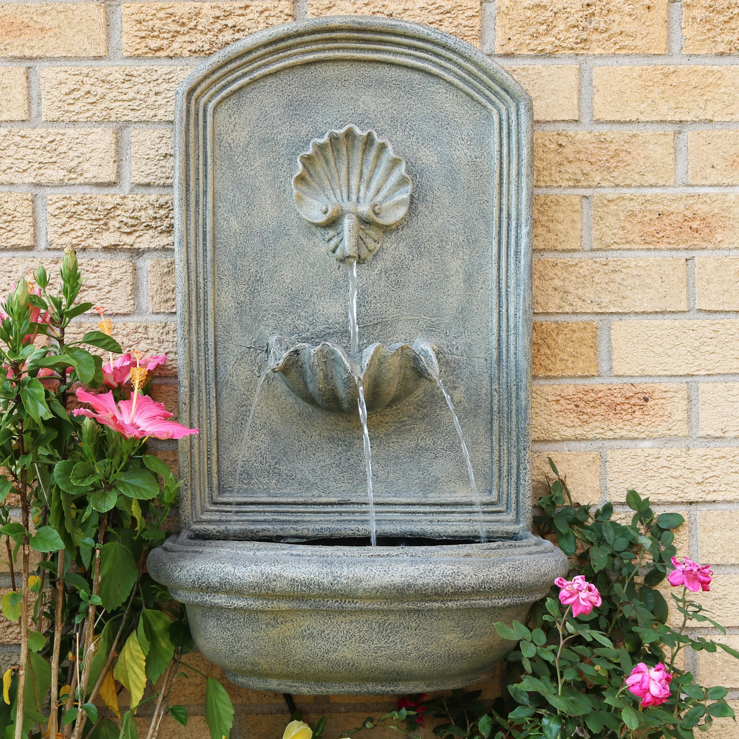 Sunnydaze Seaside Outdoor Wall Fountain with Electric Pump - 27" H