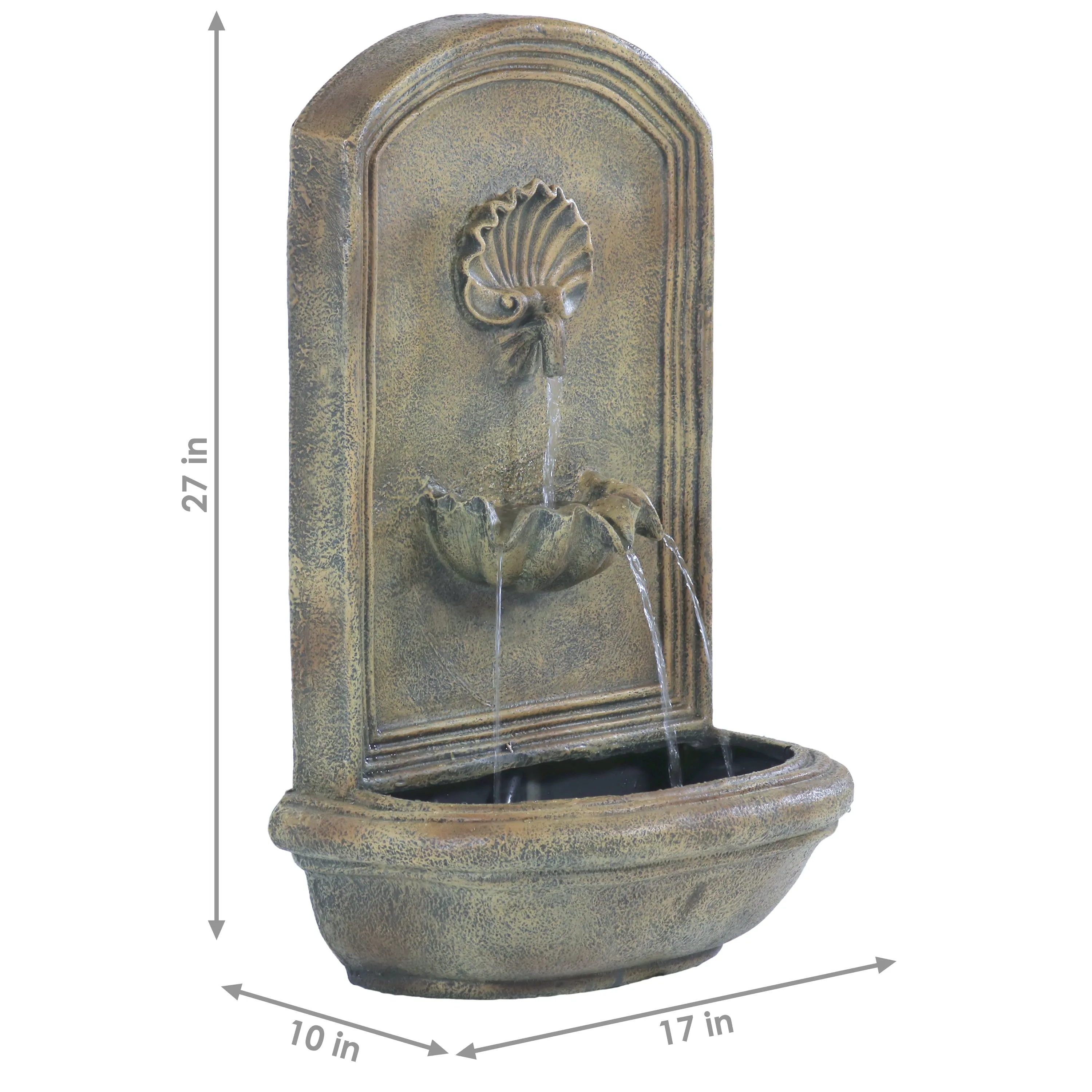 Sunnydaze Seaside Outdoor Wall Fountain with Electric Pump - 27" H